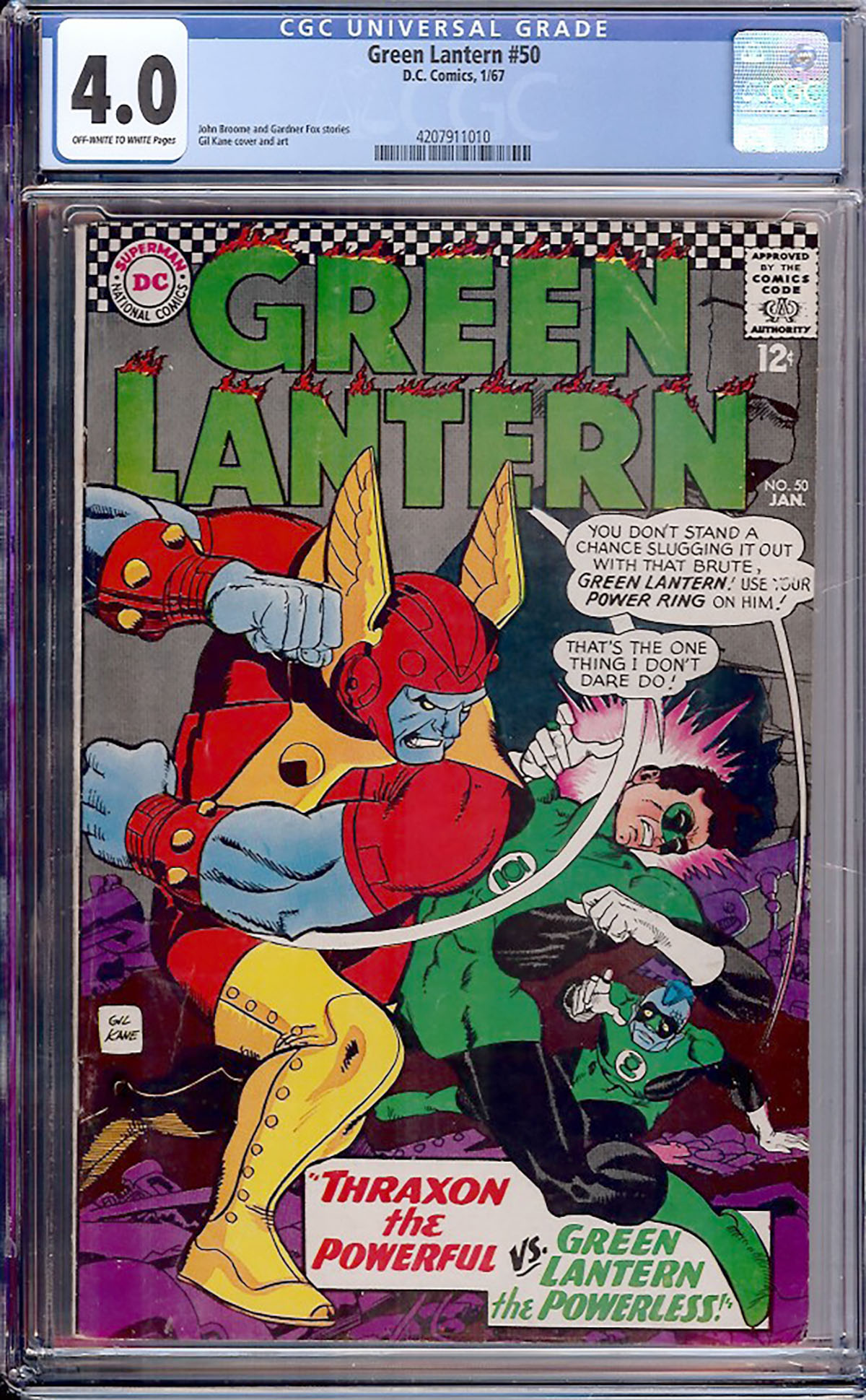 Green Lantern 50 CGC 4 0 Ow W Auction Pedigree Comics