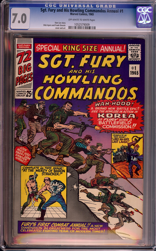 Sgt. Fury and His Howling Commandos Annual #1 CGC 7.0 ow/w New York State Collection