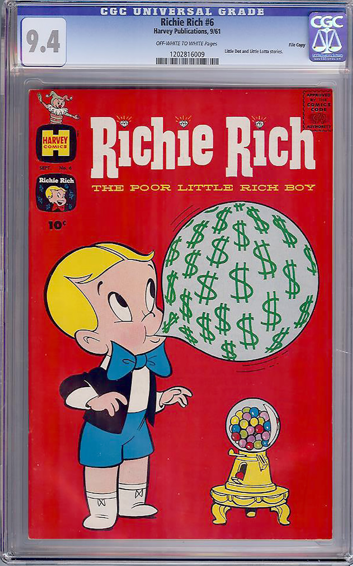 Richie Rich #6 CGC 9.4 ow/w File Copy