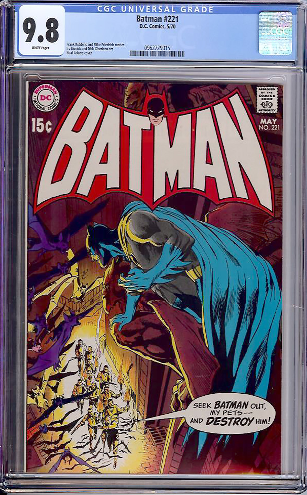 Batman #221 CGC 9.8 w