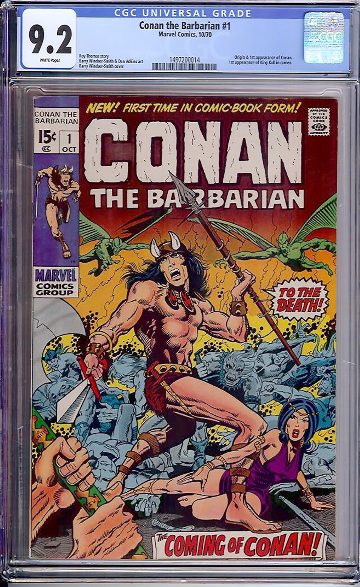 Conan The Barbarian #1 CGC 9.2 w