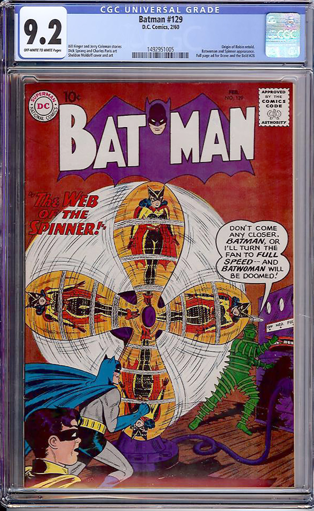 Batman #129 CGC 9.2 ow/w