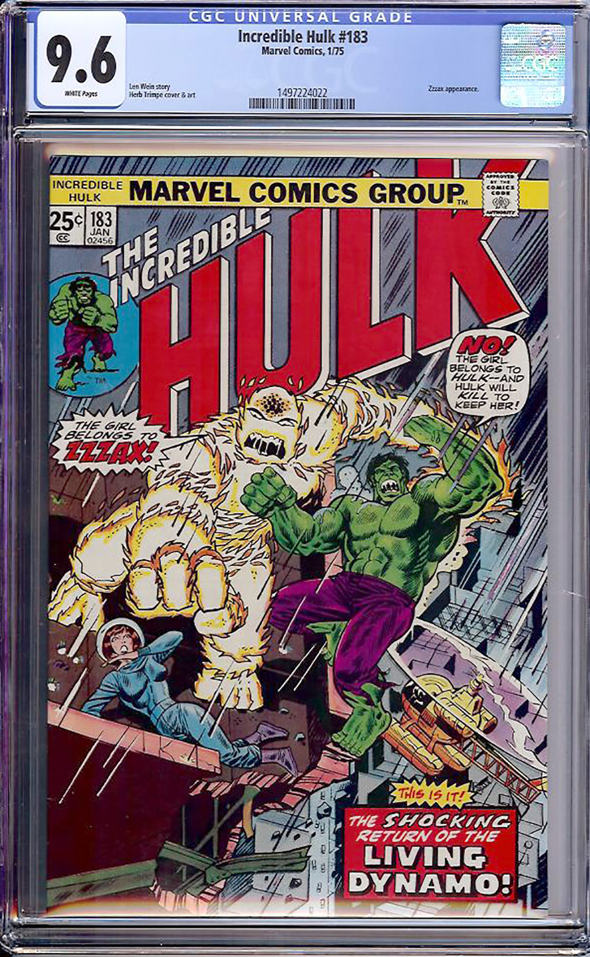 Incredible Hulk #183 CGC 9.6 w