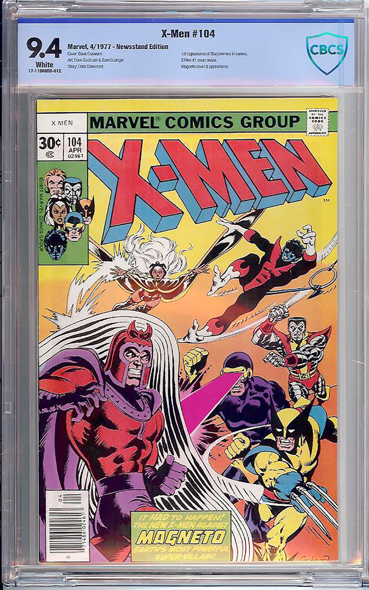 X-Men #104 CBCS 9.4 w Newsstand Edition // Auction // Pedigree Comics