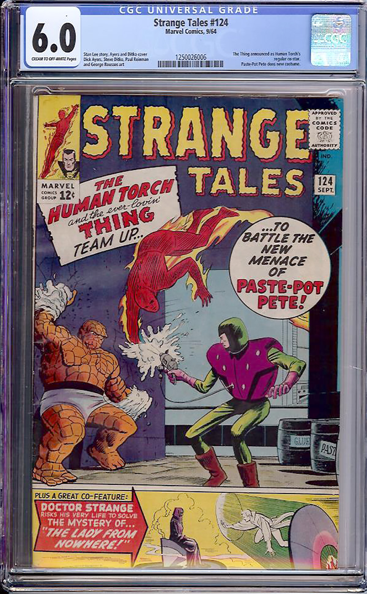 Strange Tales #124 CGC 6.0 cr/ow