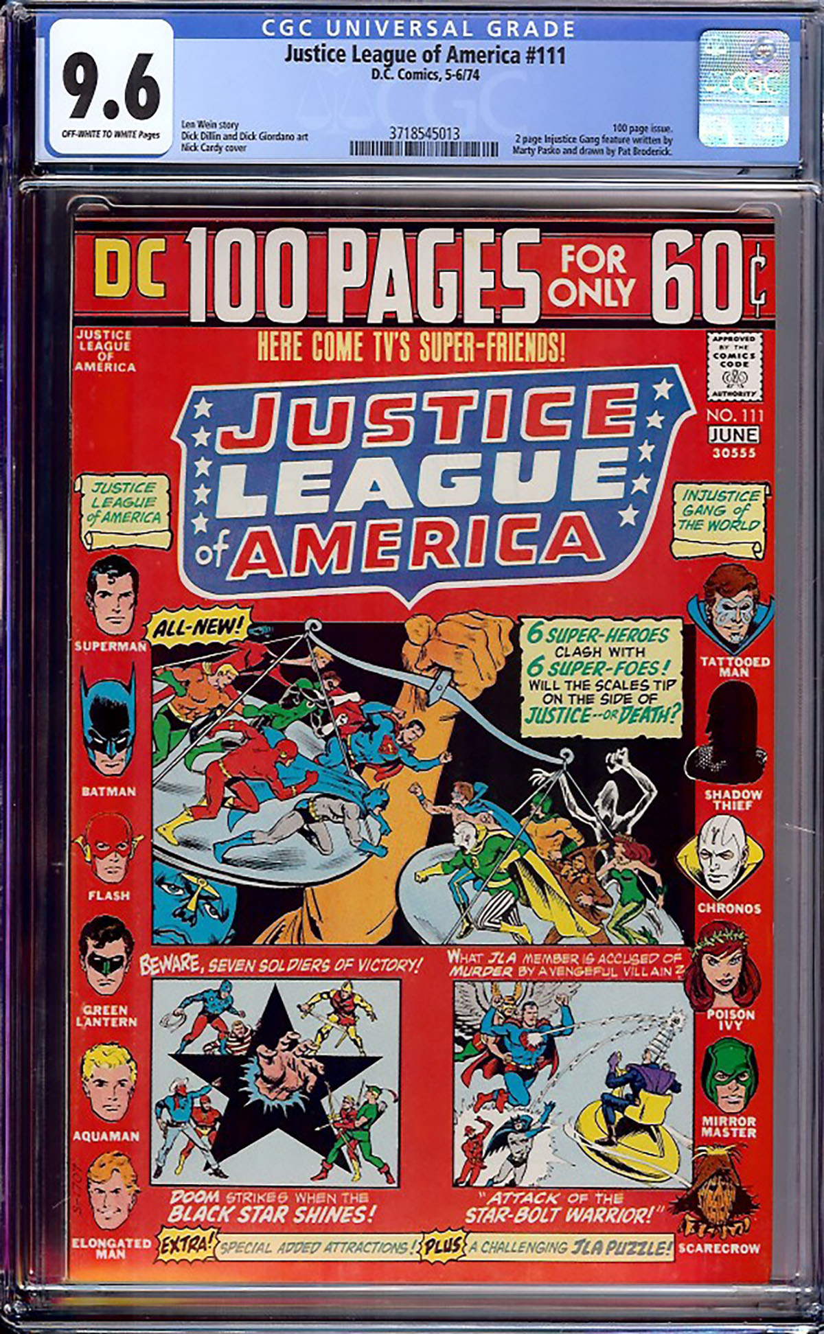 Justice League of America #111 CGC 9.6 ow/w