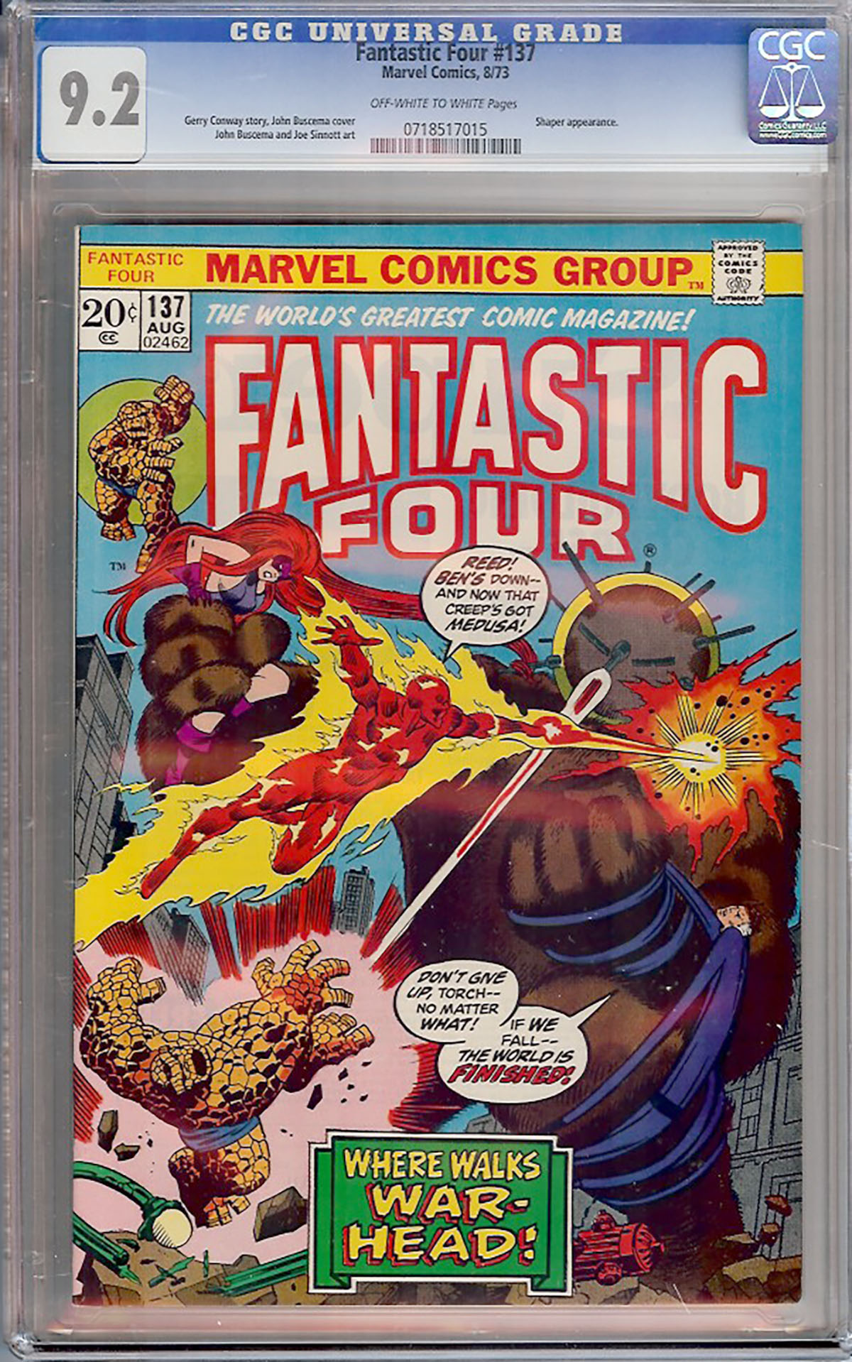 Fantastic Four #137 CGC 9.2 ow/w