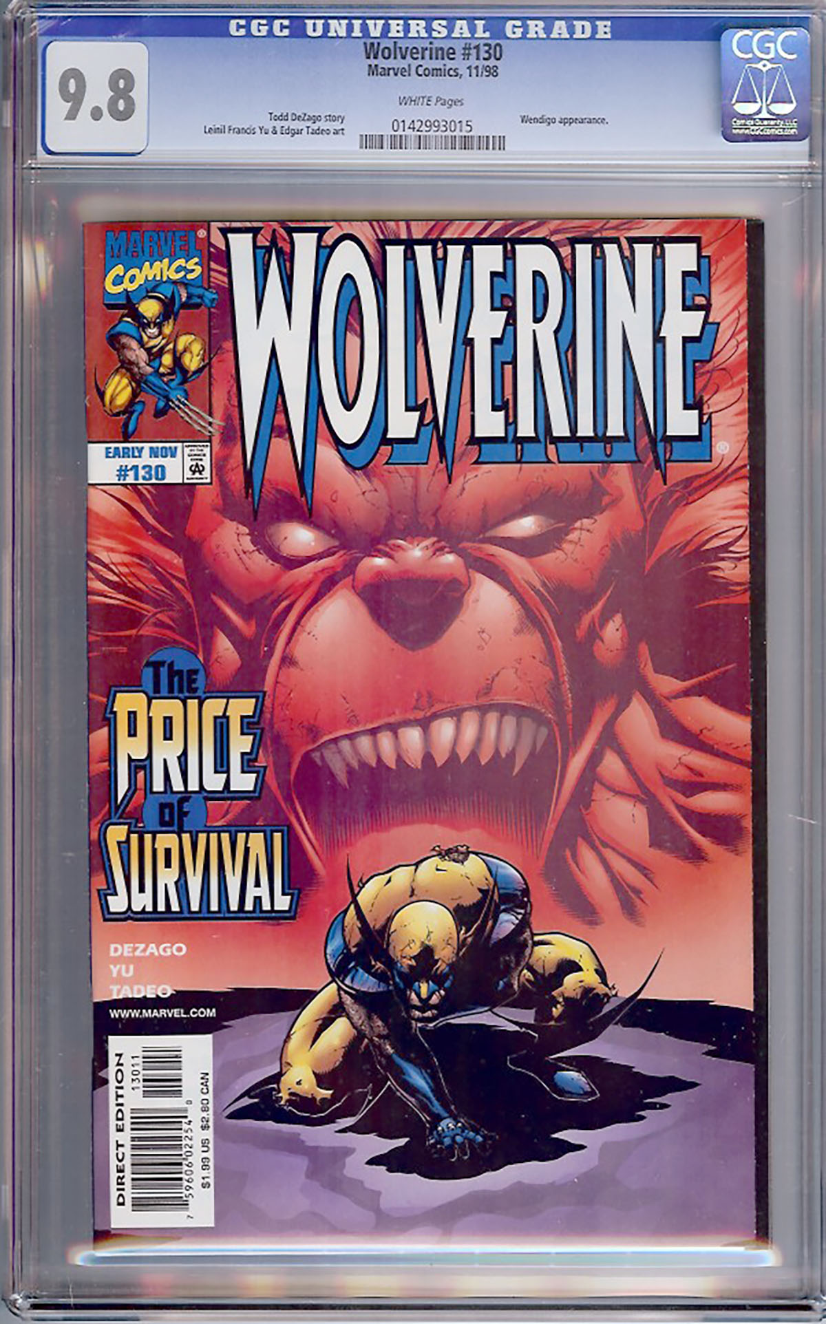 Wolverine #130 CGC 9.8 w