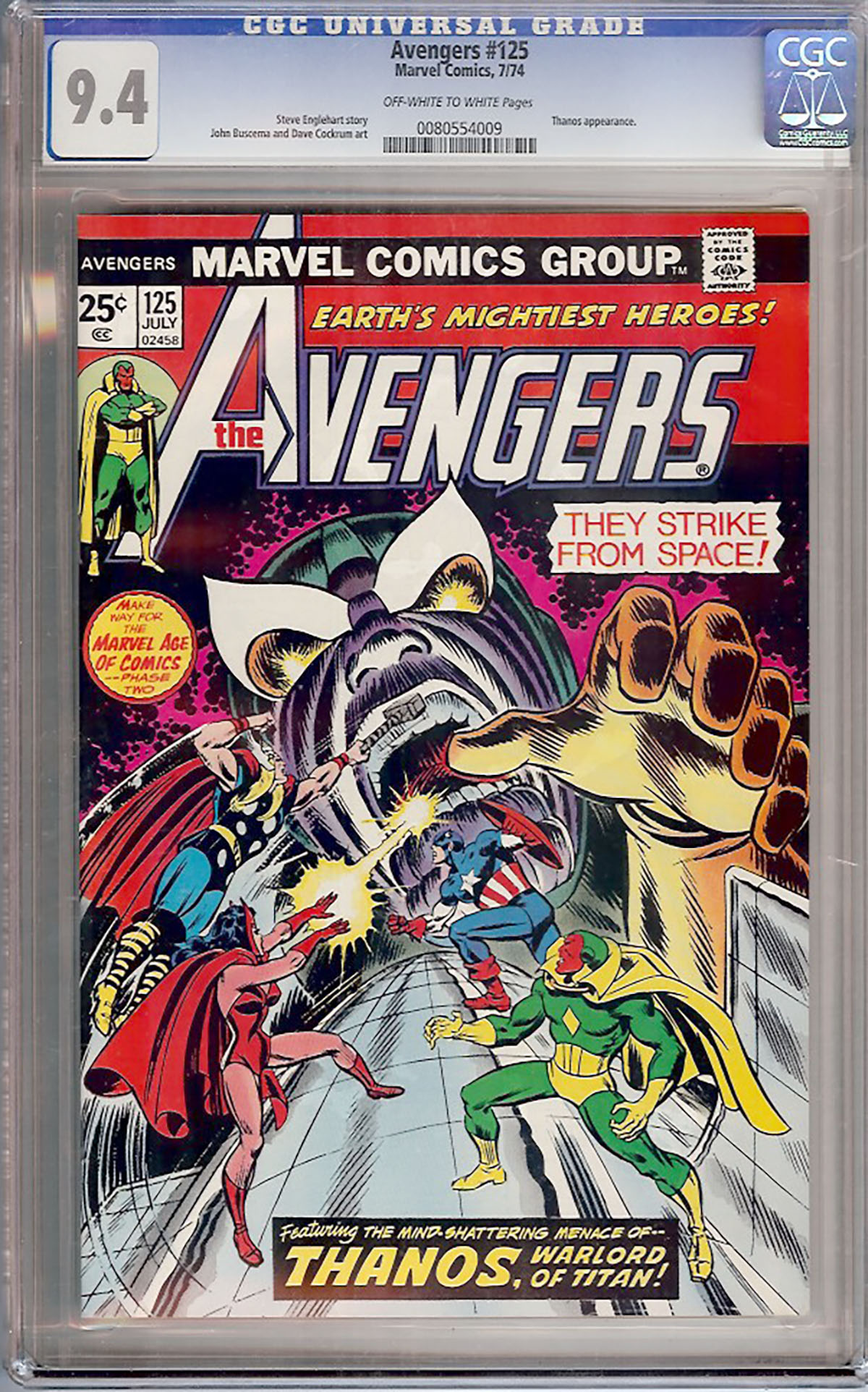 Avengers #125 Cgc 9.4 Ow W    Auction    Pedigree Comics