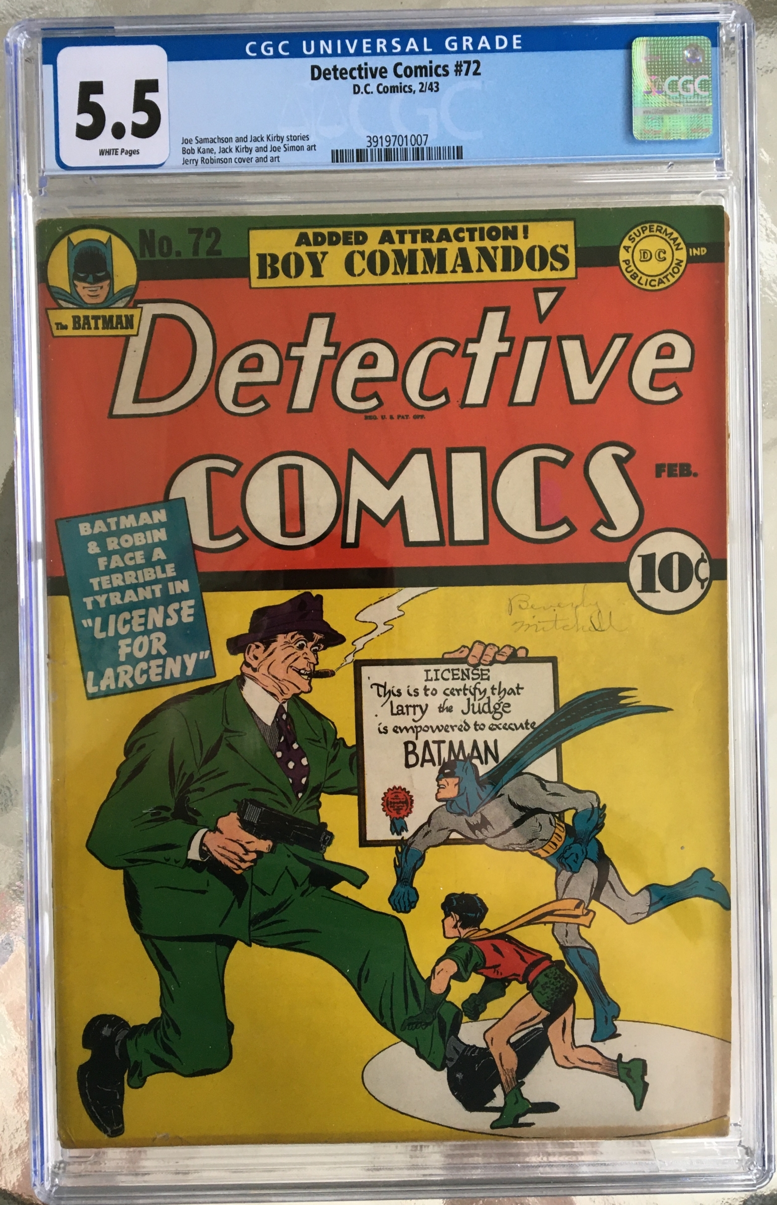 Detective Comics #72 CGC 5.5 w