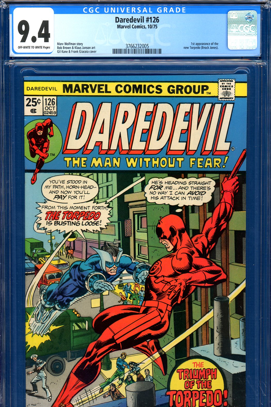 Daredevil #126 CGC 9.4 ow/w