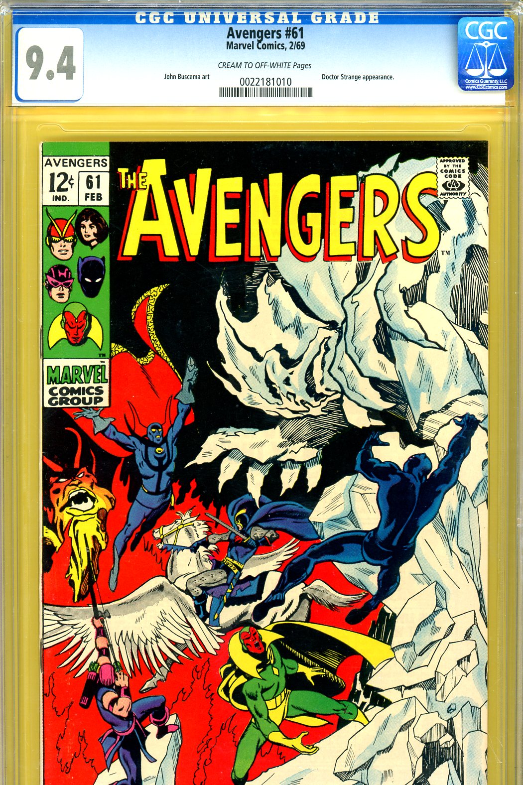 Avengers #61 CGC 9.4 cr/ow