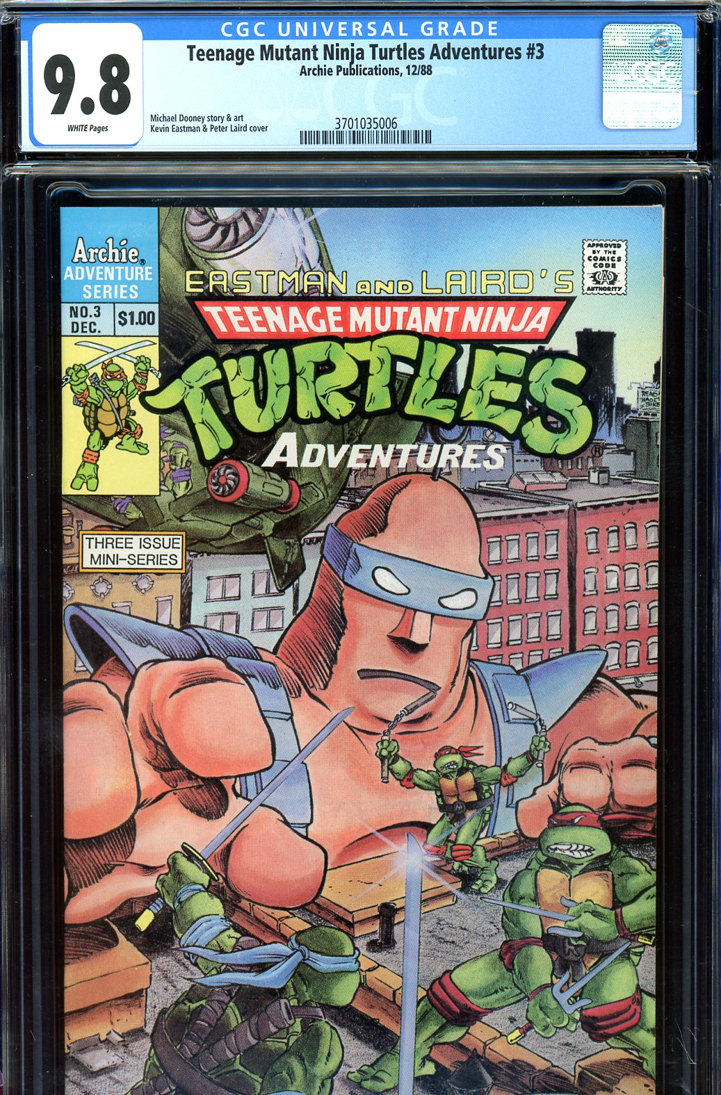 Teenage Mutant Ninja Turtles Adventures #3 CGC 9.8 w