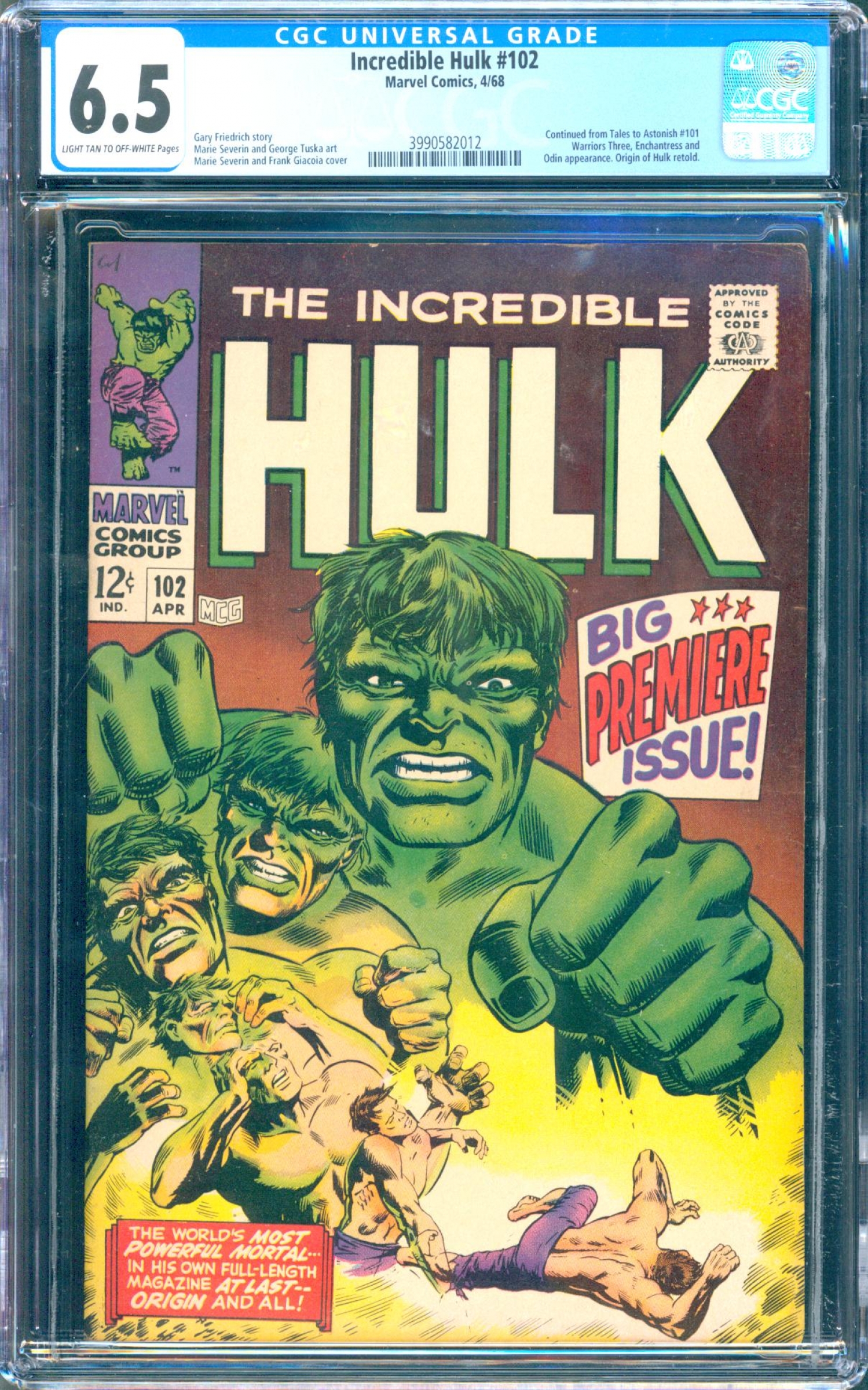 Incredible Hulk #102 CGC 6.5 lt/ow