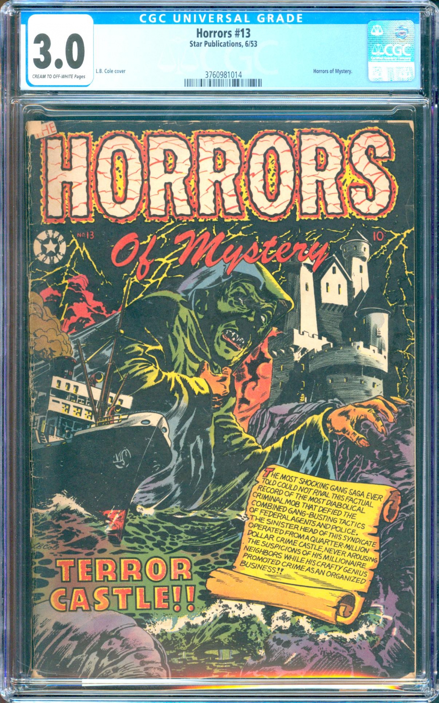 Horrors #13 CGC 3.0 cr/ow