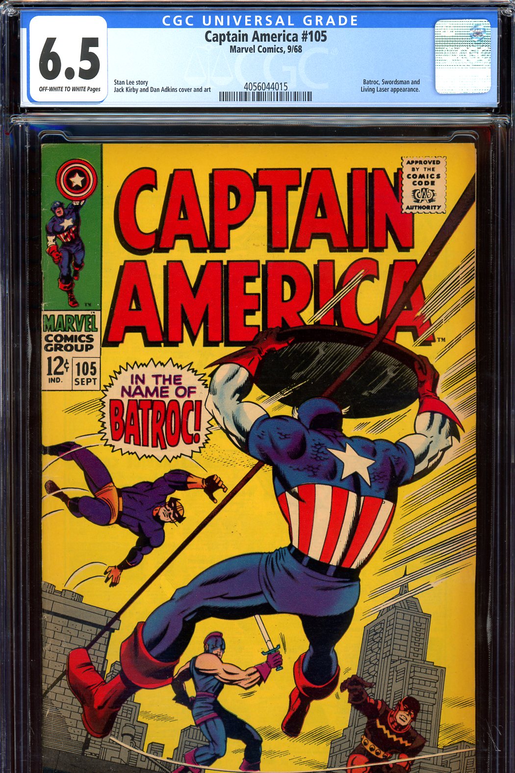 Captain America #105 CGC 6.5 ow/w