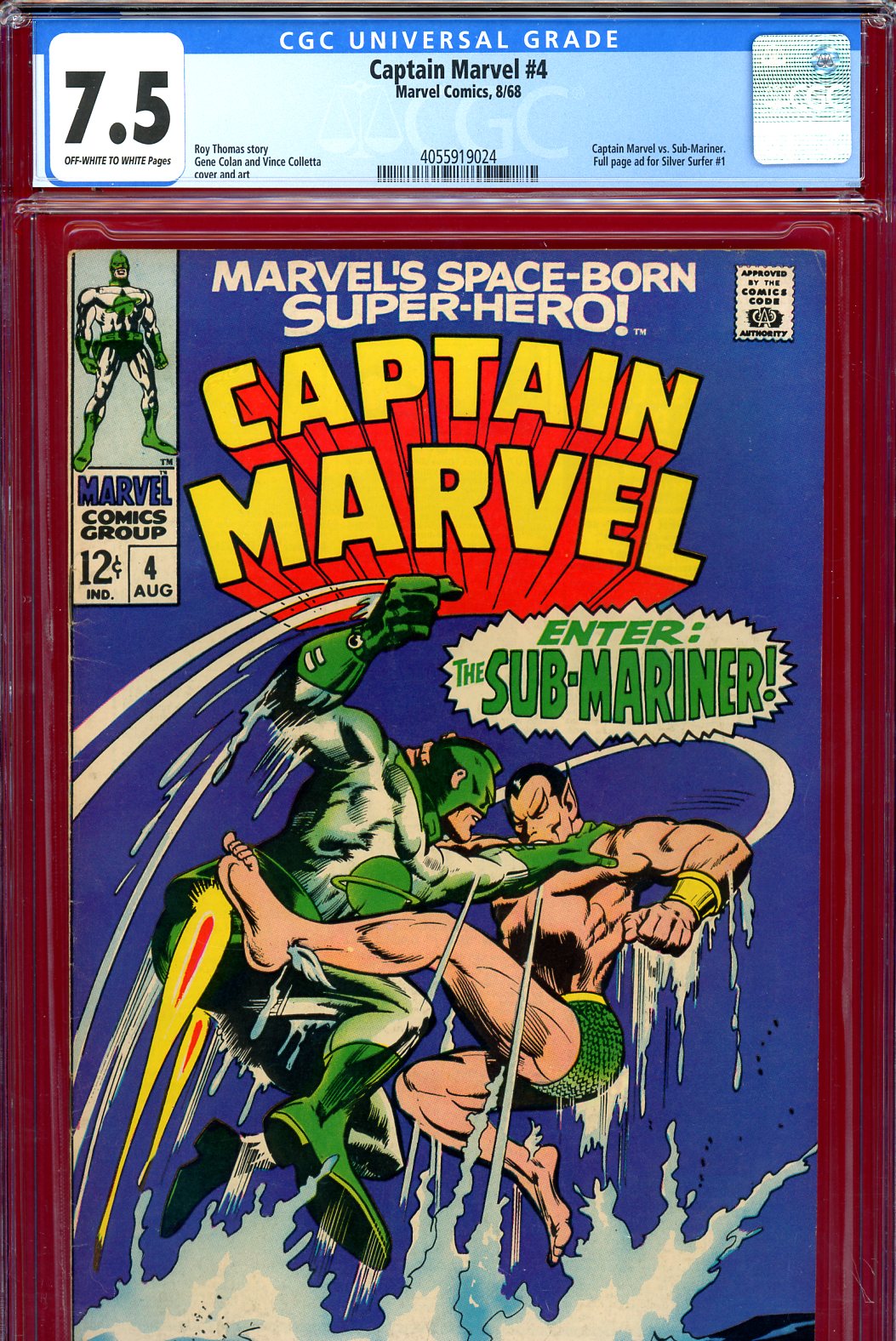 Captain Marvel #4 CGC 7.5 ow/w