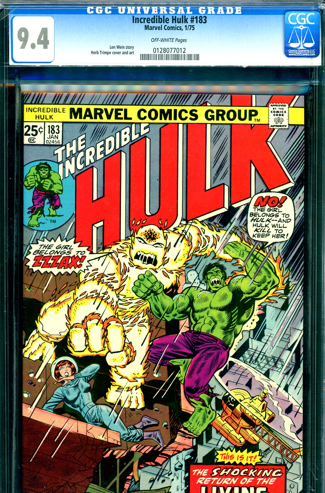 Incredible Hulk #183 CGC 9.4 ow