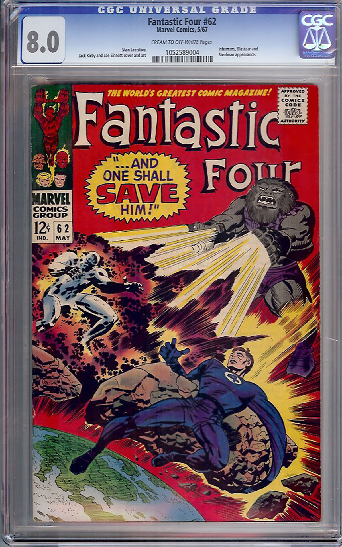 Fantastic Four #62 CGC 8.0 cr/ow