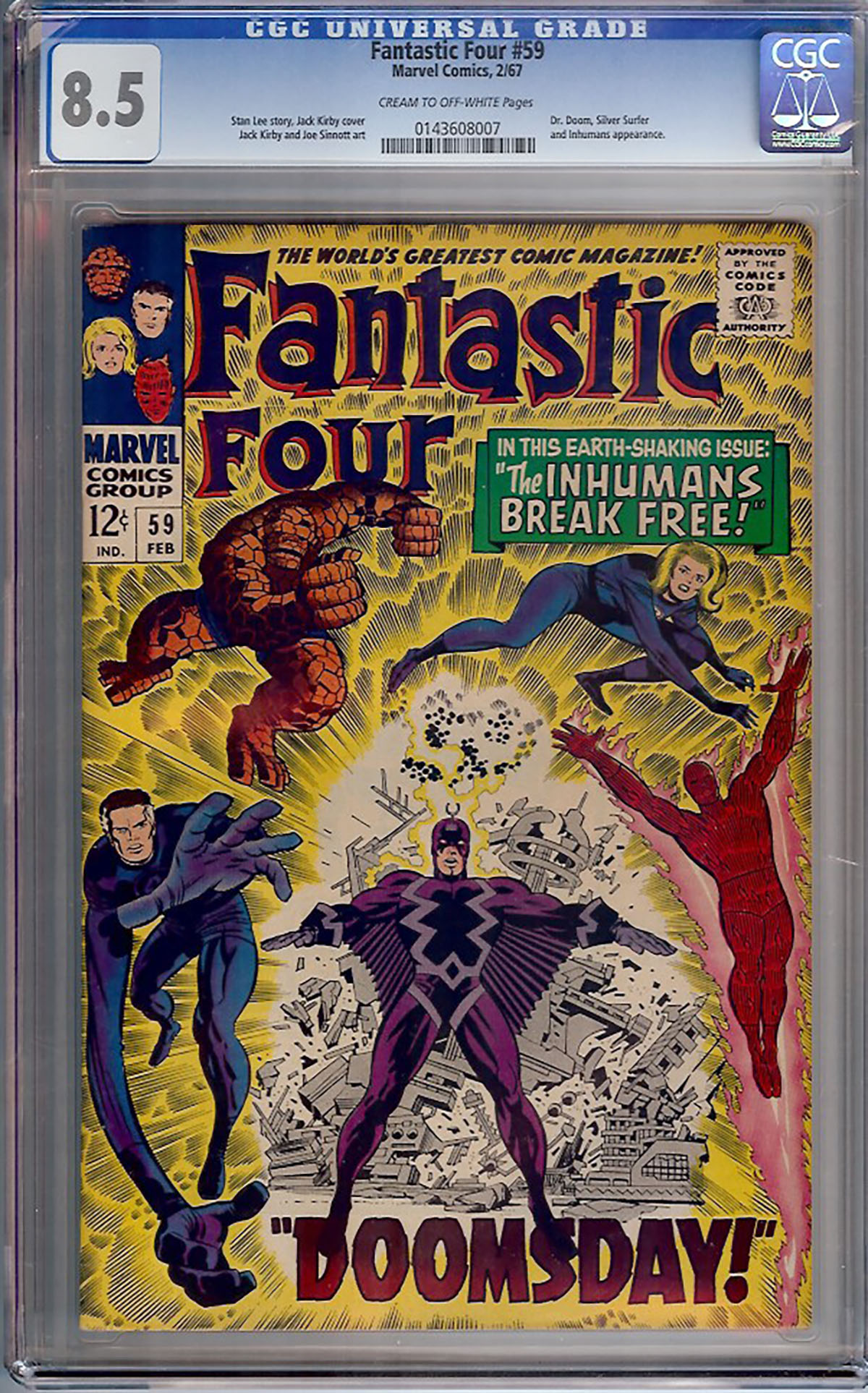 Fantastic Four #59 CGC 8.5 cr/ow