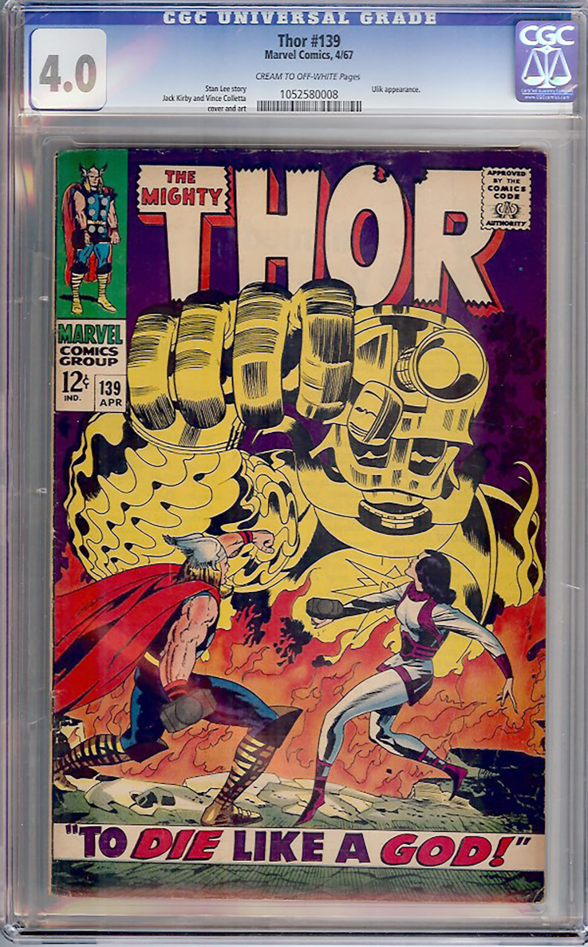 Thor #139 CGC 4.0 cr/ow