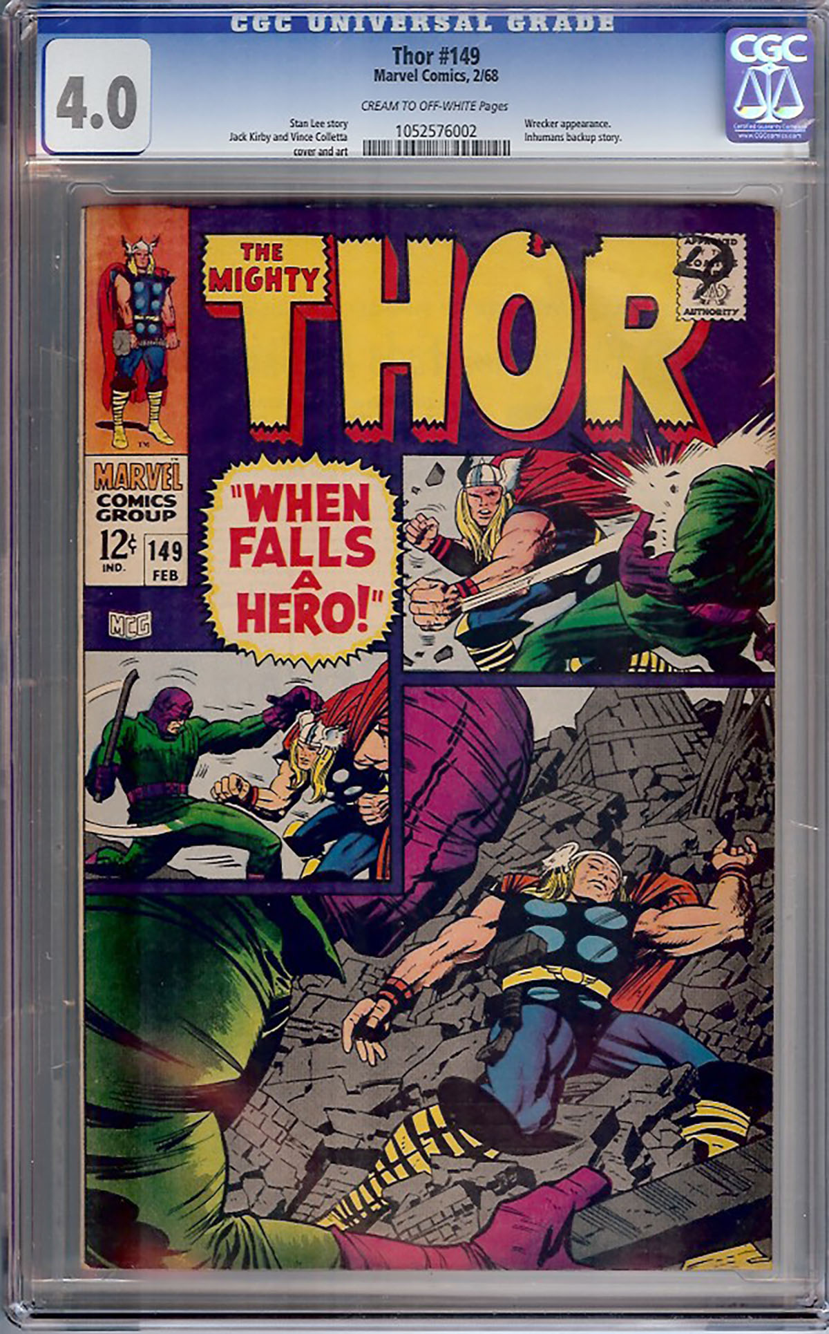 Thor #149 CGC 4.0 cr/ow