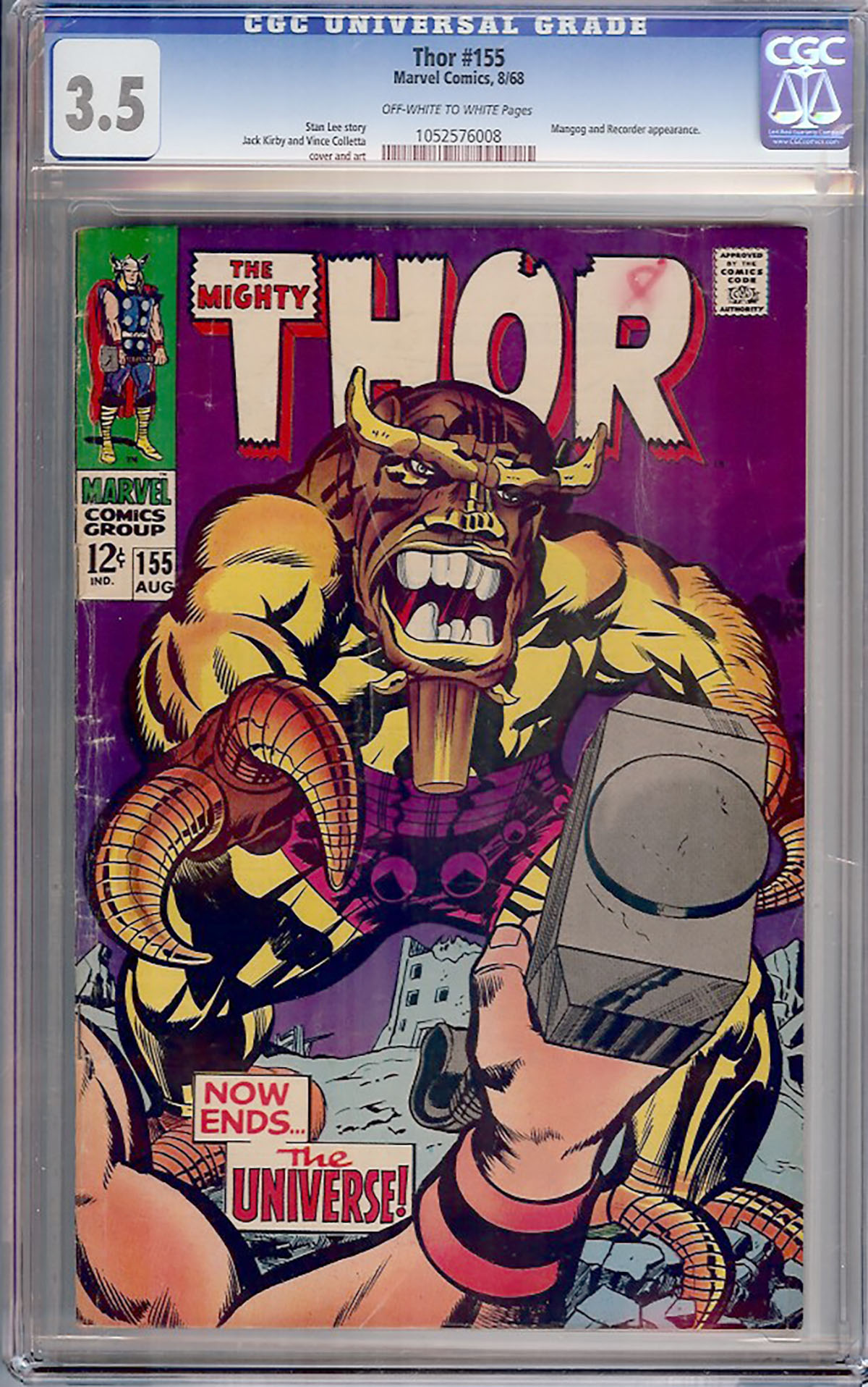 Thor #155 CGC 3.5 ow/w