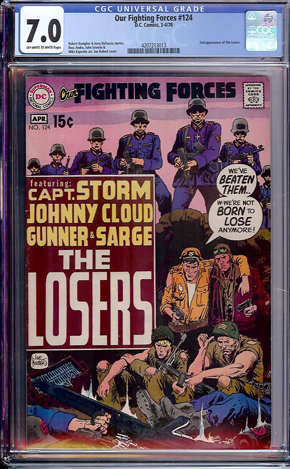 Our Fighting Forces #124 CGC 7.0 ow/w