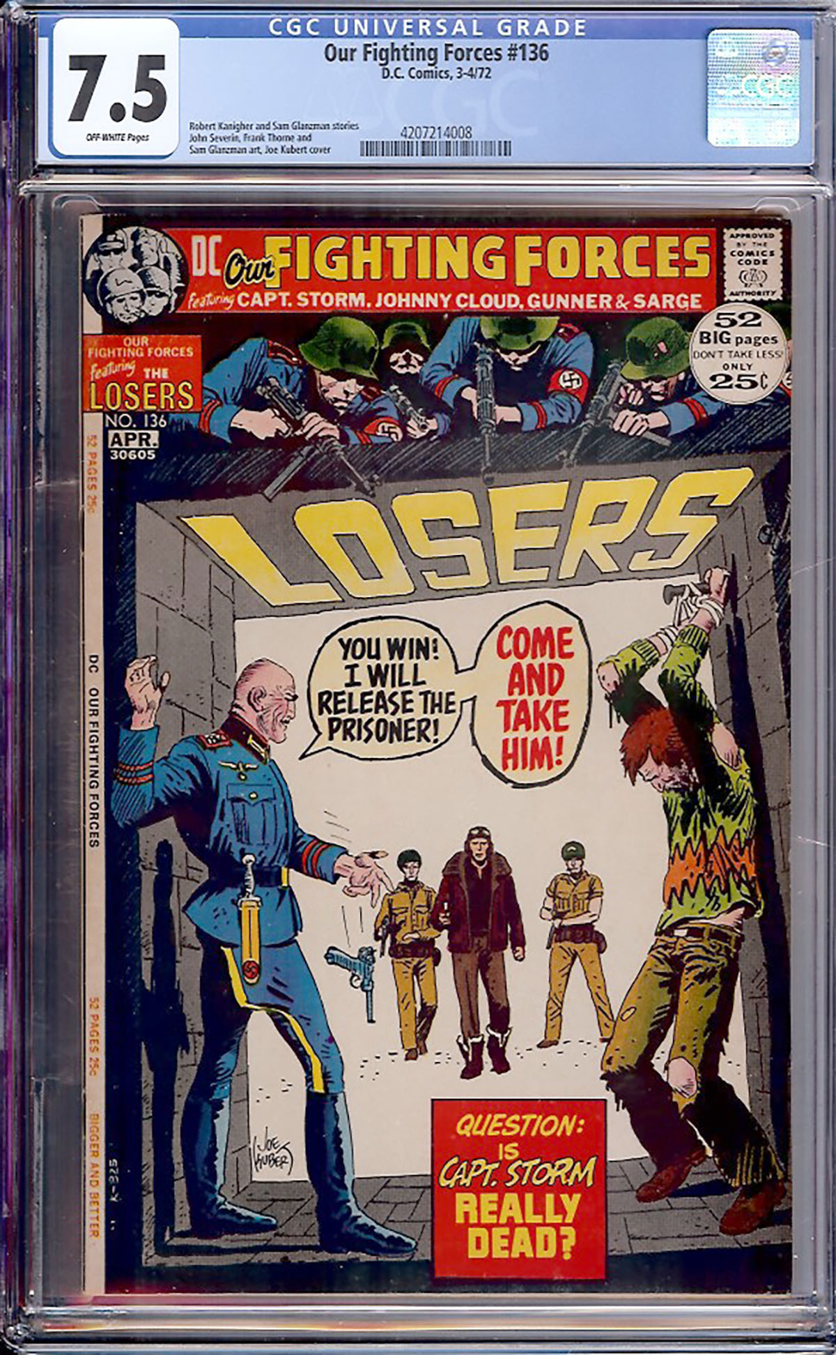 Our Fighting Forces #136 CGC 7.5 ow