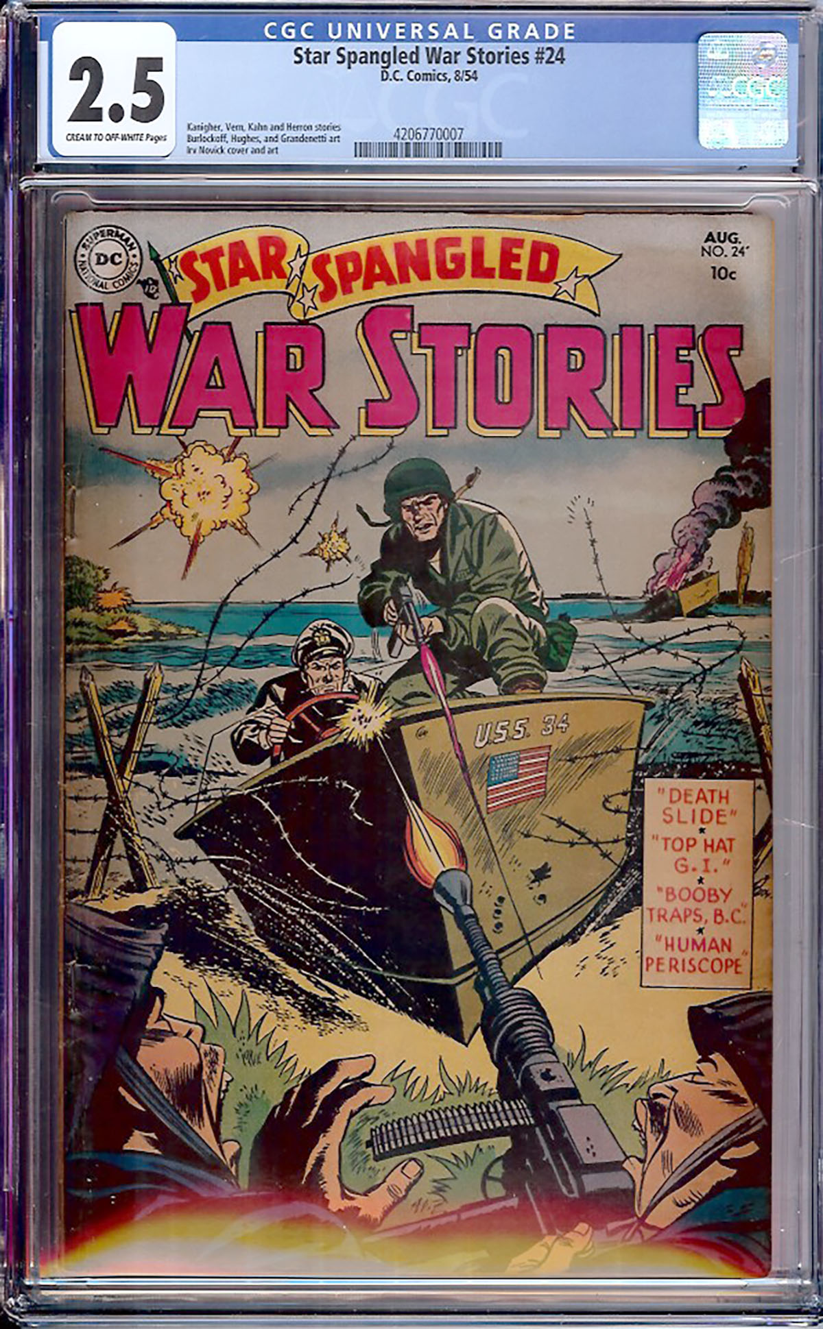 Star Spangled War Stories #24 CGC 2.5 cr/ow