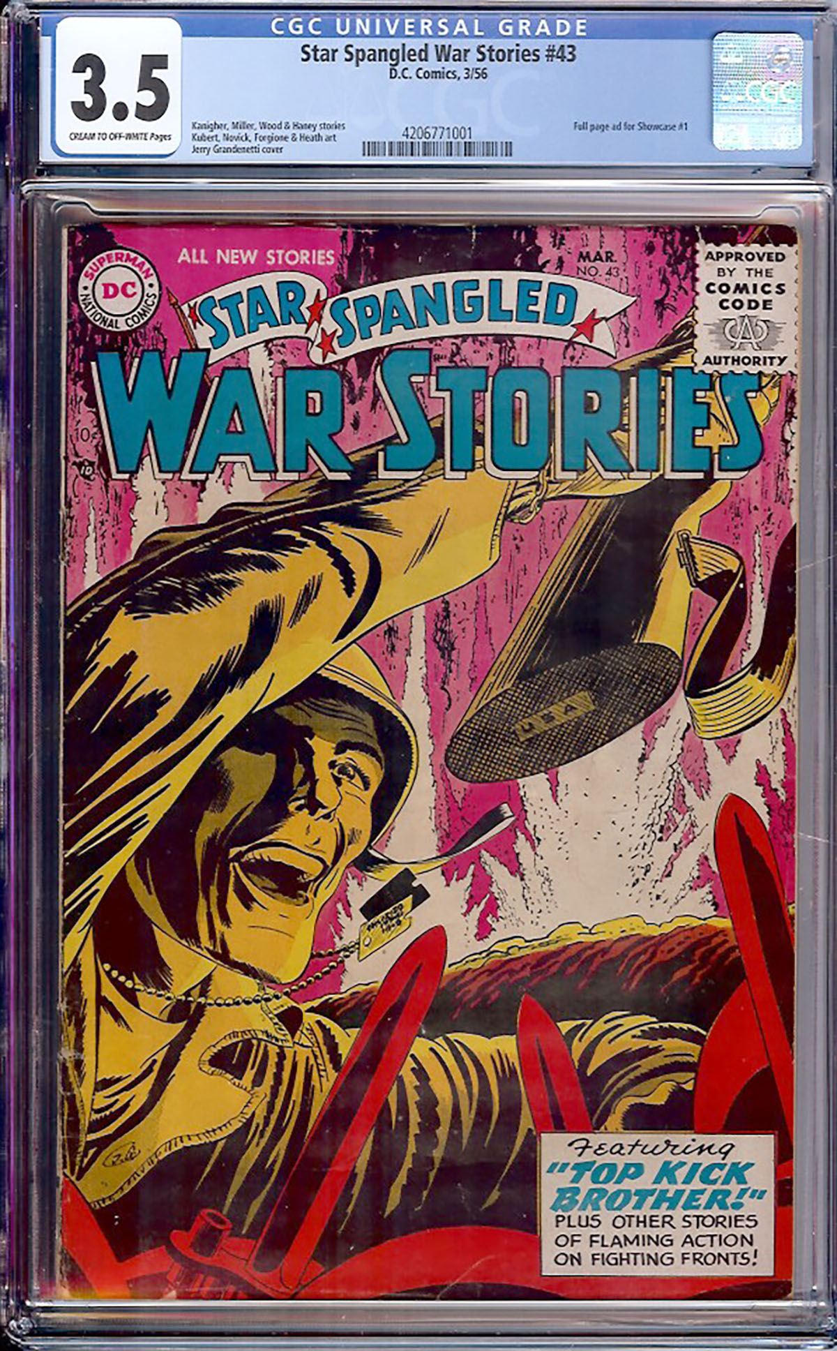 Star Spangled War Stories #43 CGC 3.5 cr/ow