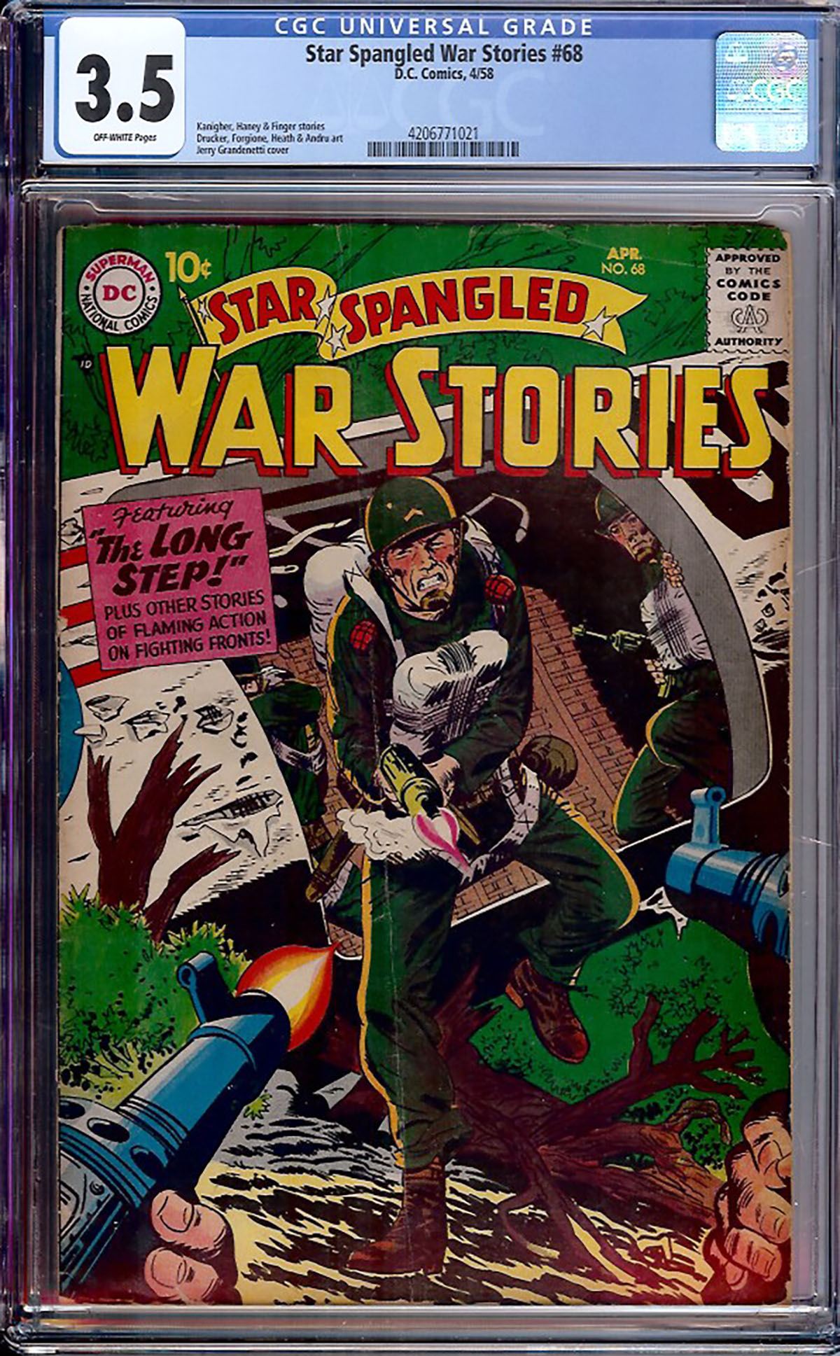 Star Spangled War Stories #68 CGC 3.5 ow