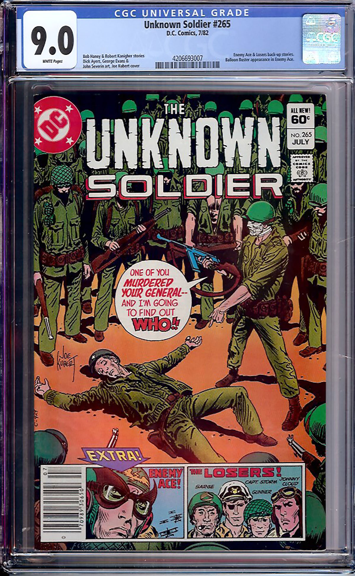 Unknown Soldier #265 CGC 9.0 w