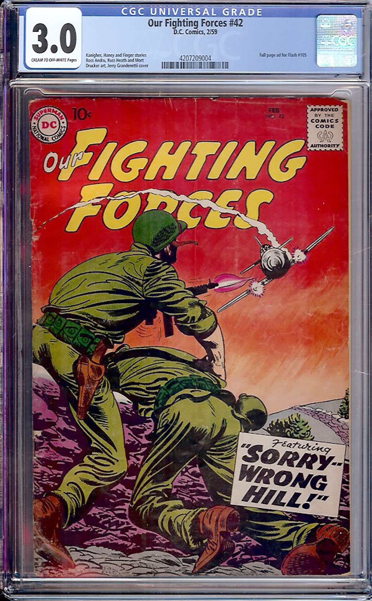 Our Fighting Forces #42 CGC 3.0 cr/ow