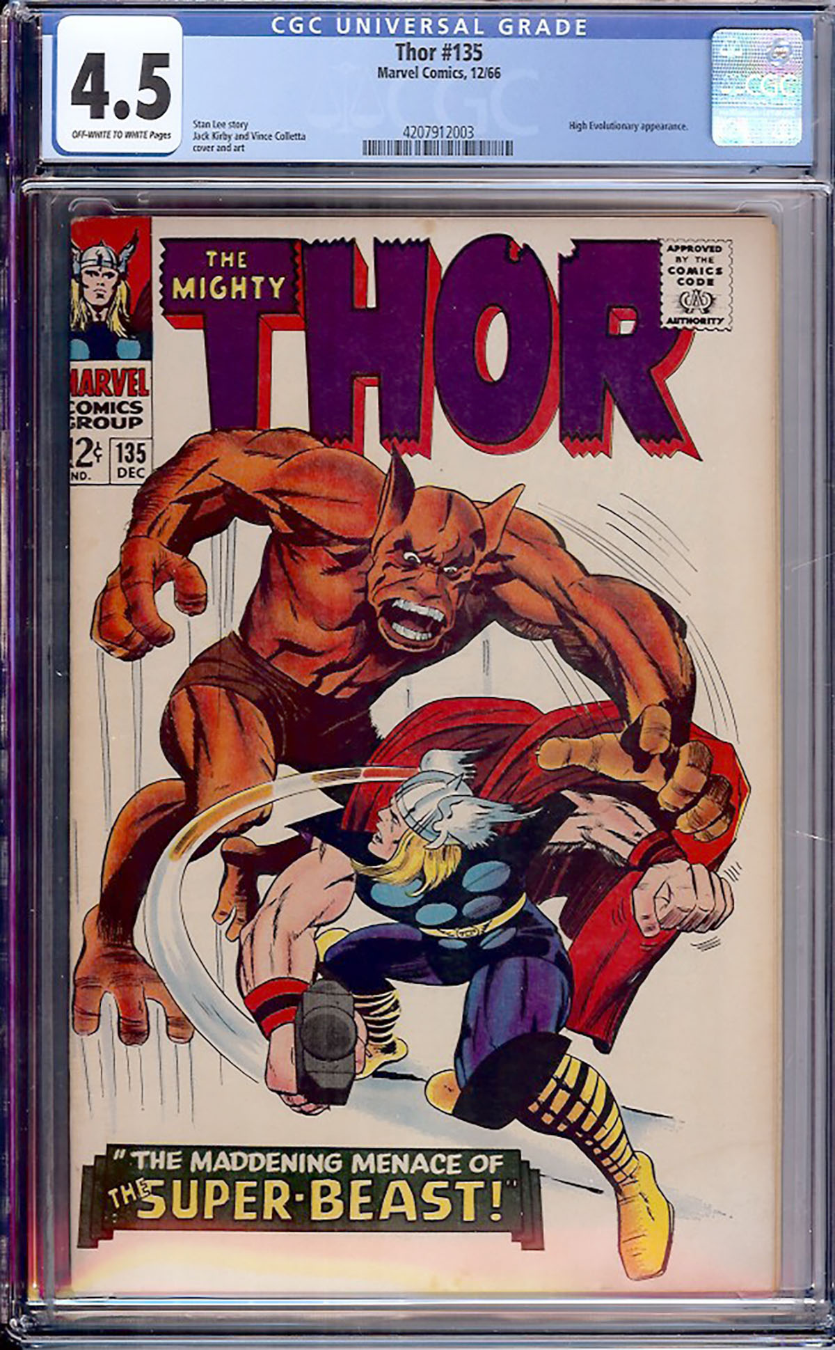 Thor #135 CGC 4.5 ow/w