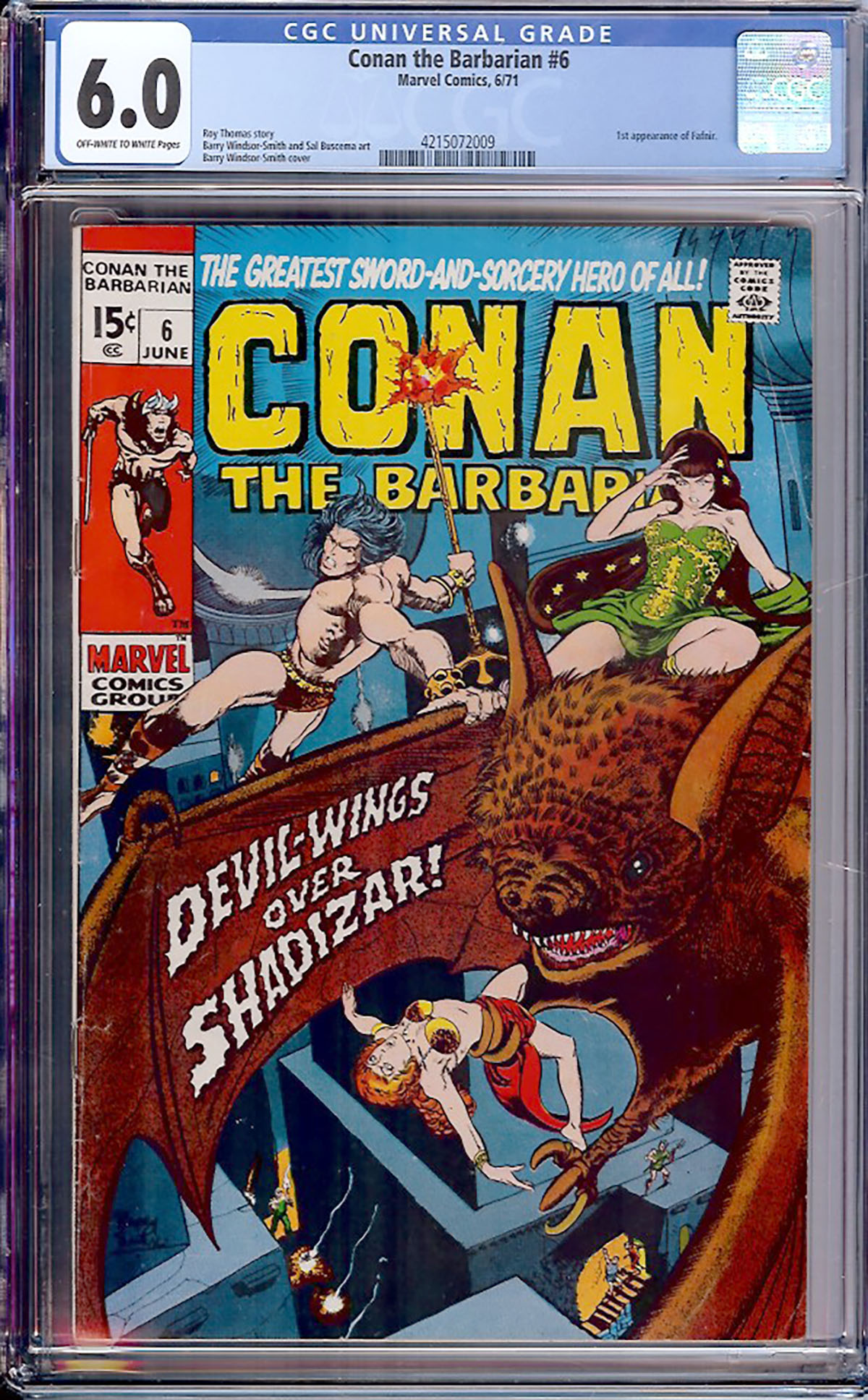 Conan The Barbarian #6 CGC 6.0 ow/w