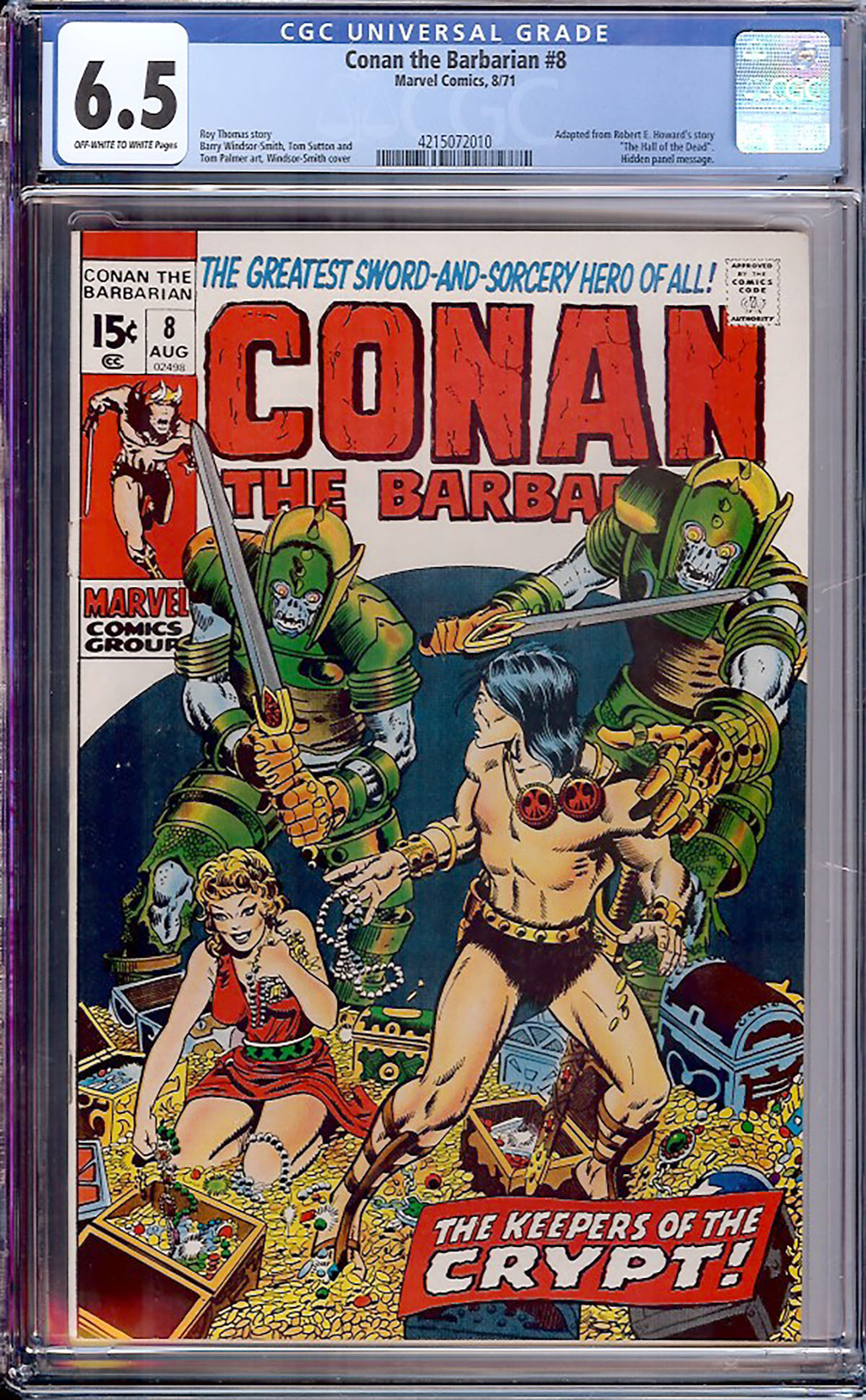 Conan The Barbarian #8 CGC 6.5 ow/w