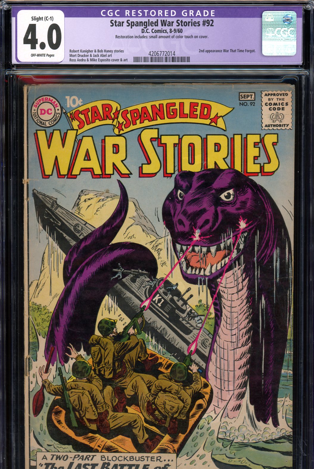 Star Spangled War Stories #92 CGC 4.0 ow