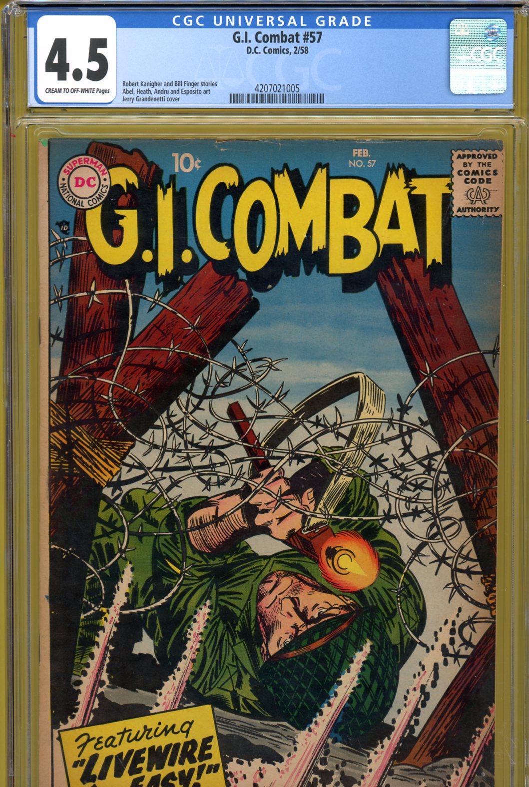 G.I. Combat #57 CGC 4.5 cr/ow