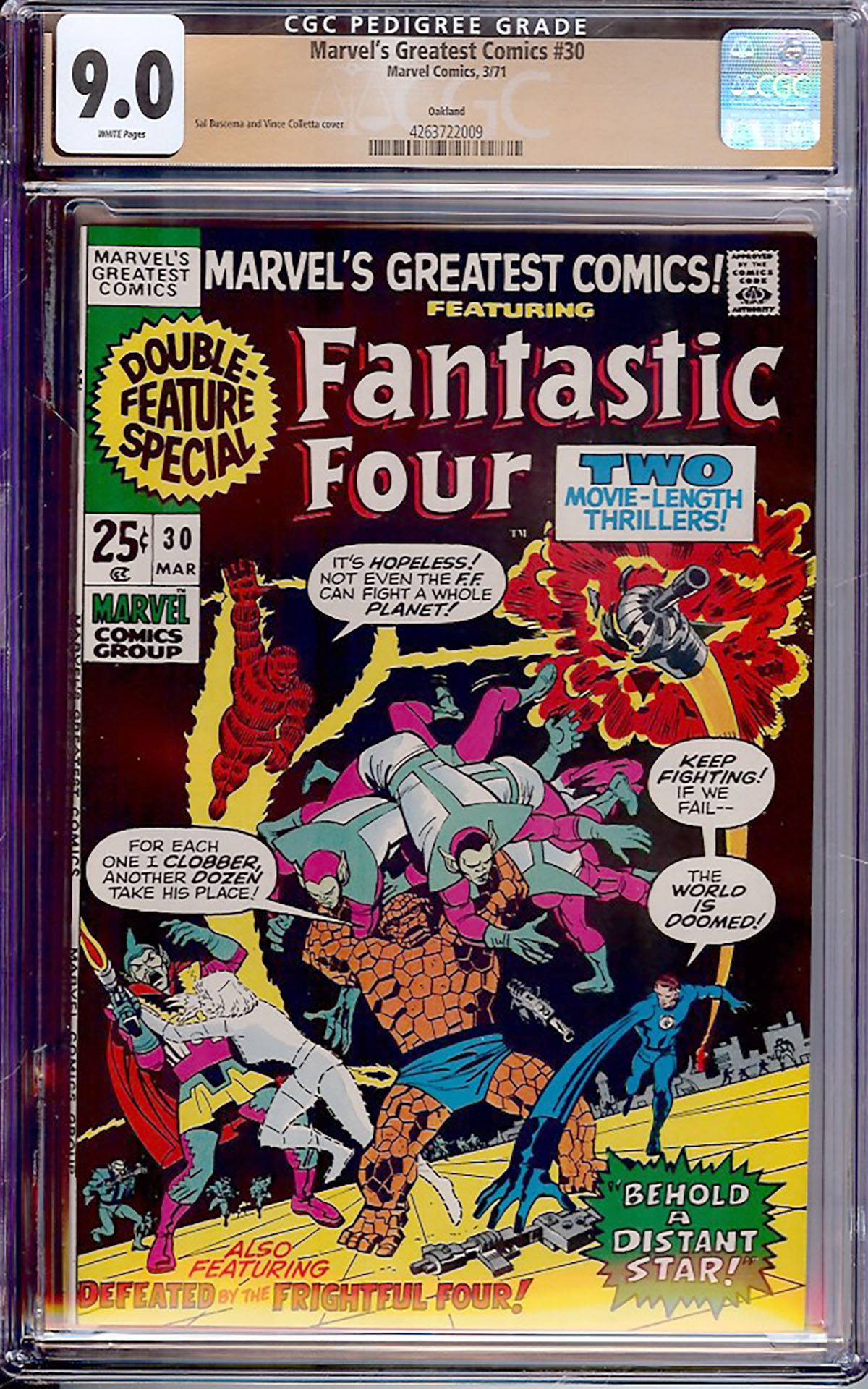 Marvel's Greatest Comics #30 CGC 9.0 w Oakland