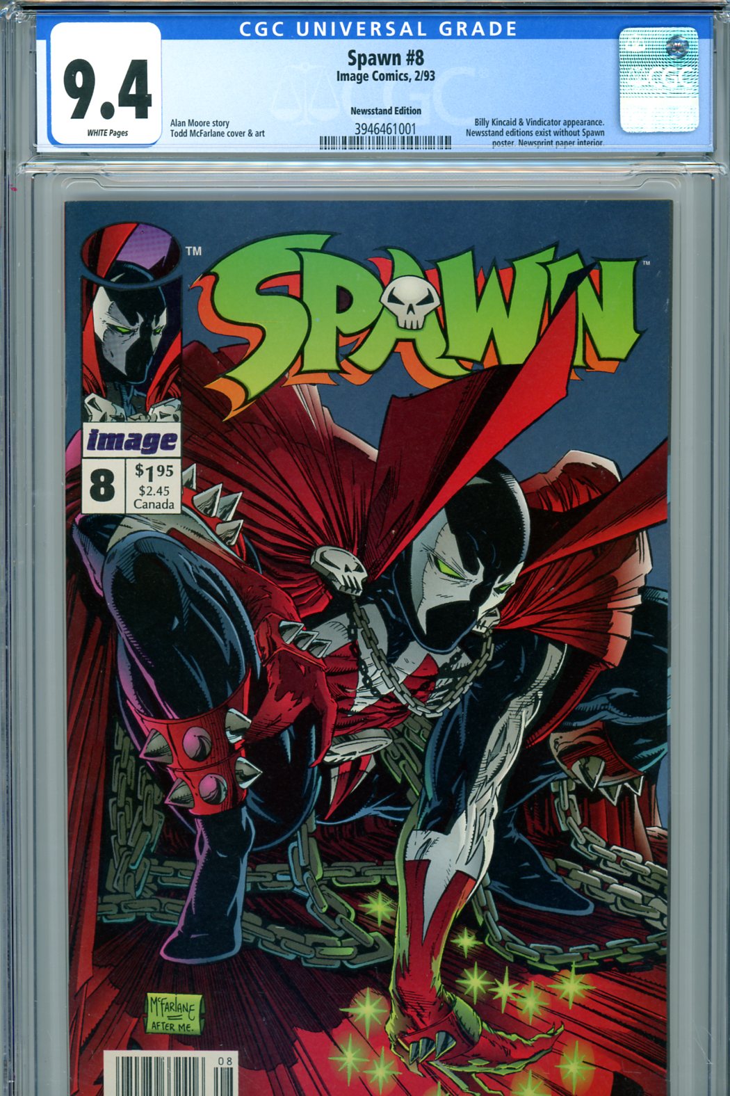 Spawn #8 CGC 9.4 w Newsstand Edition