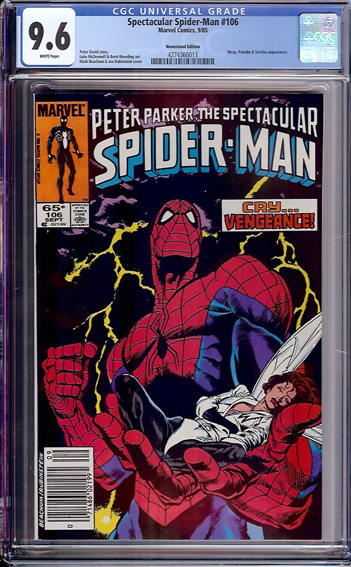 Spectacular Spider-Man #106 CGC 9.6 w Newsstand Edition