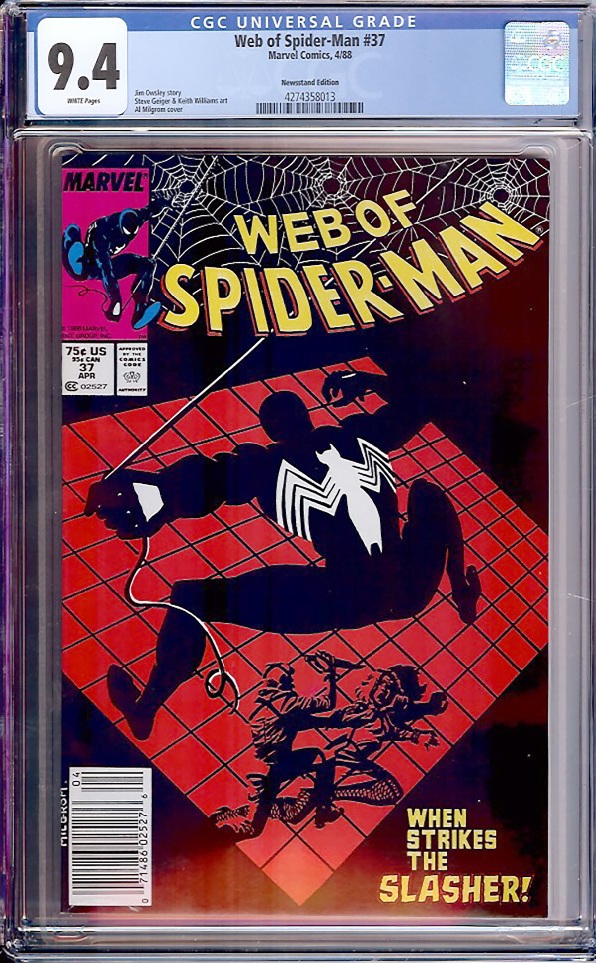 Web of Spider-Man #37 CGC 9.4 w Winnipeg