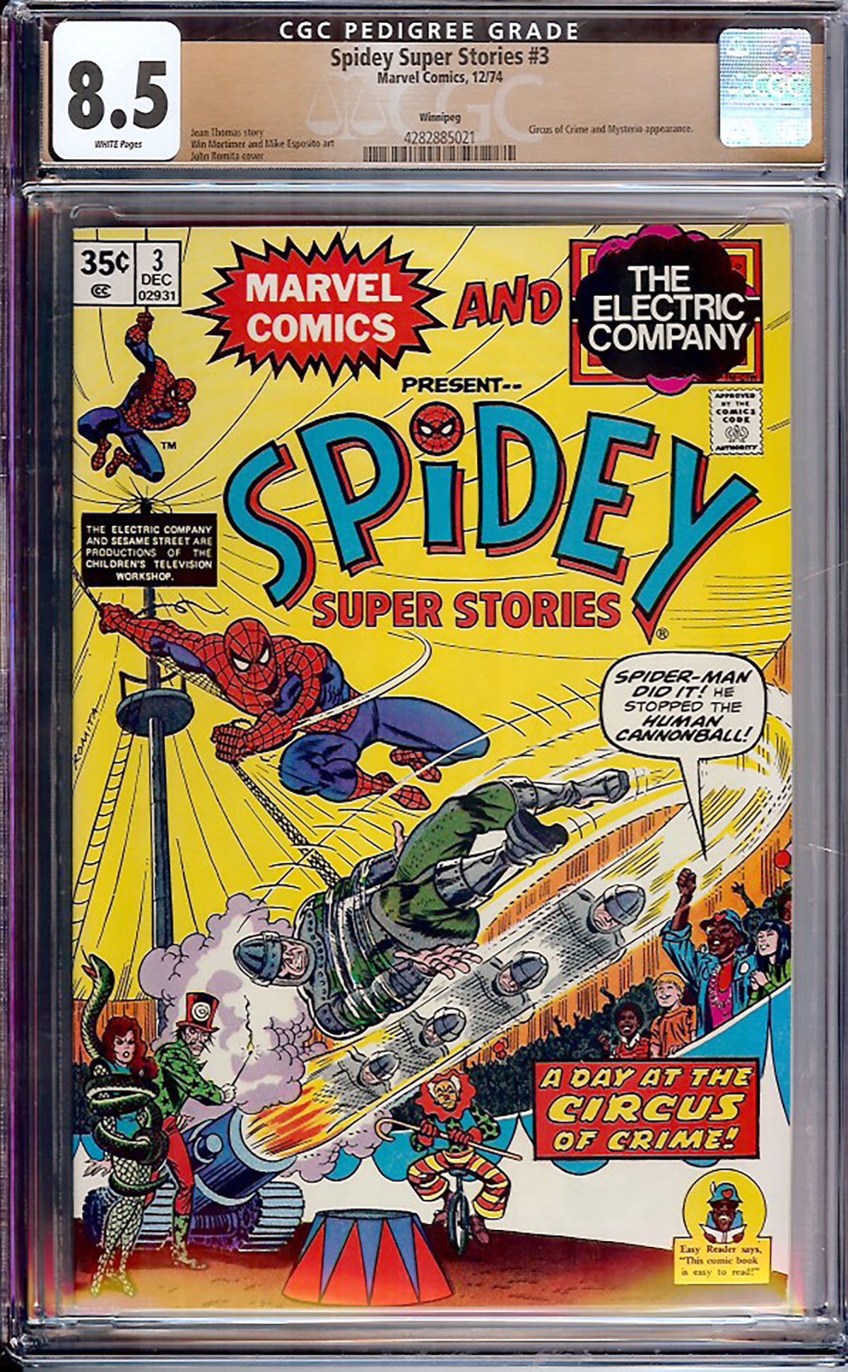 Spidey Super Stories #3 CGC 8.5 w Winnipeg