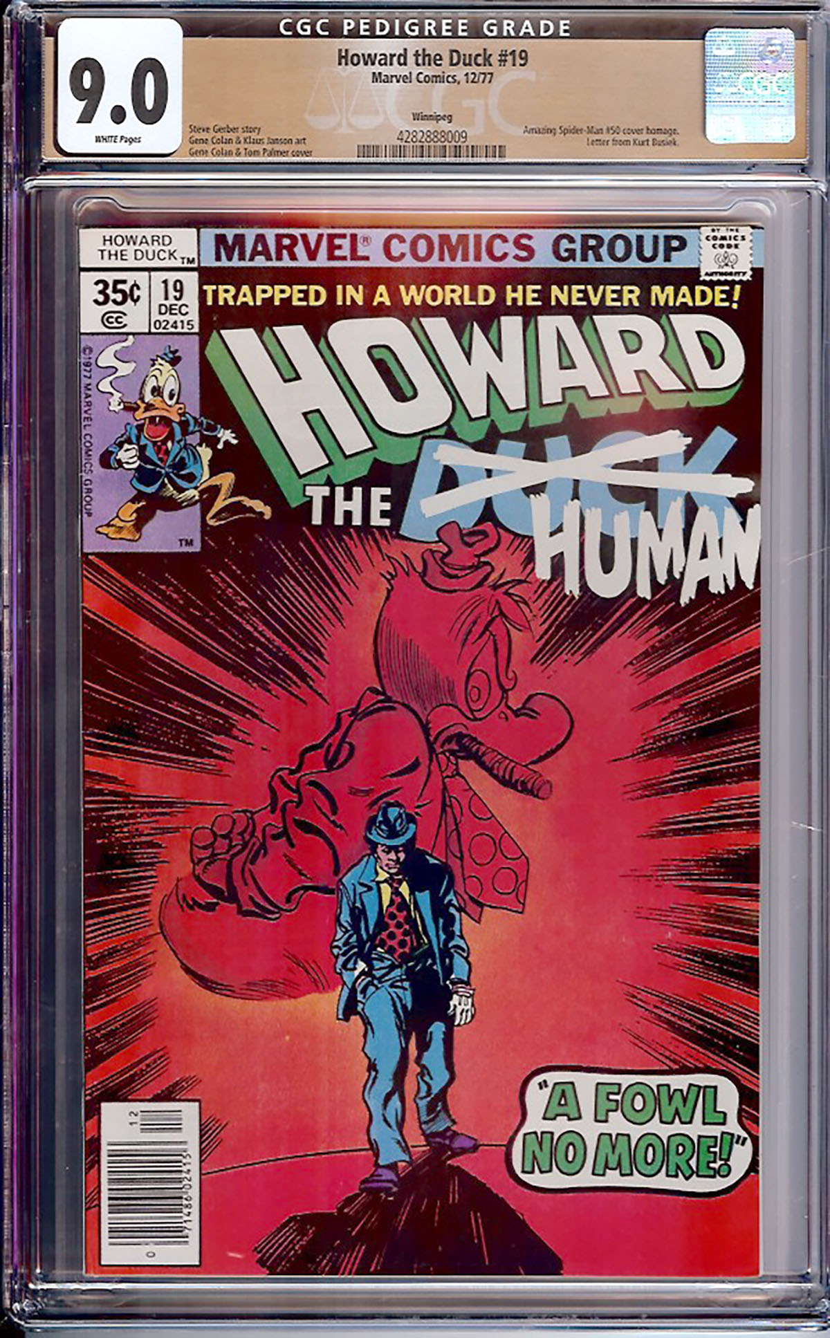 Howard the Duck #19 CGC 9.0 w Winnipeg