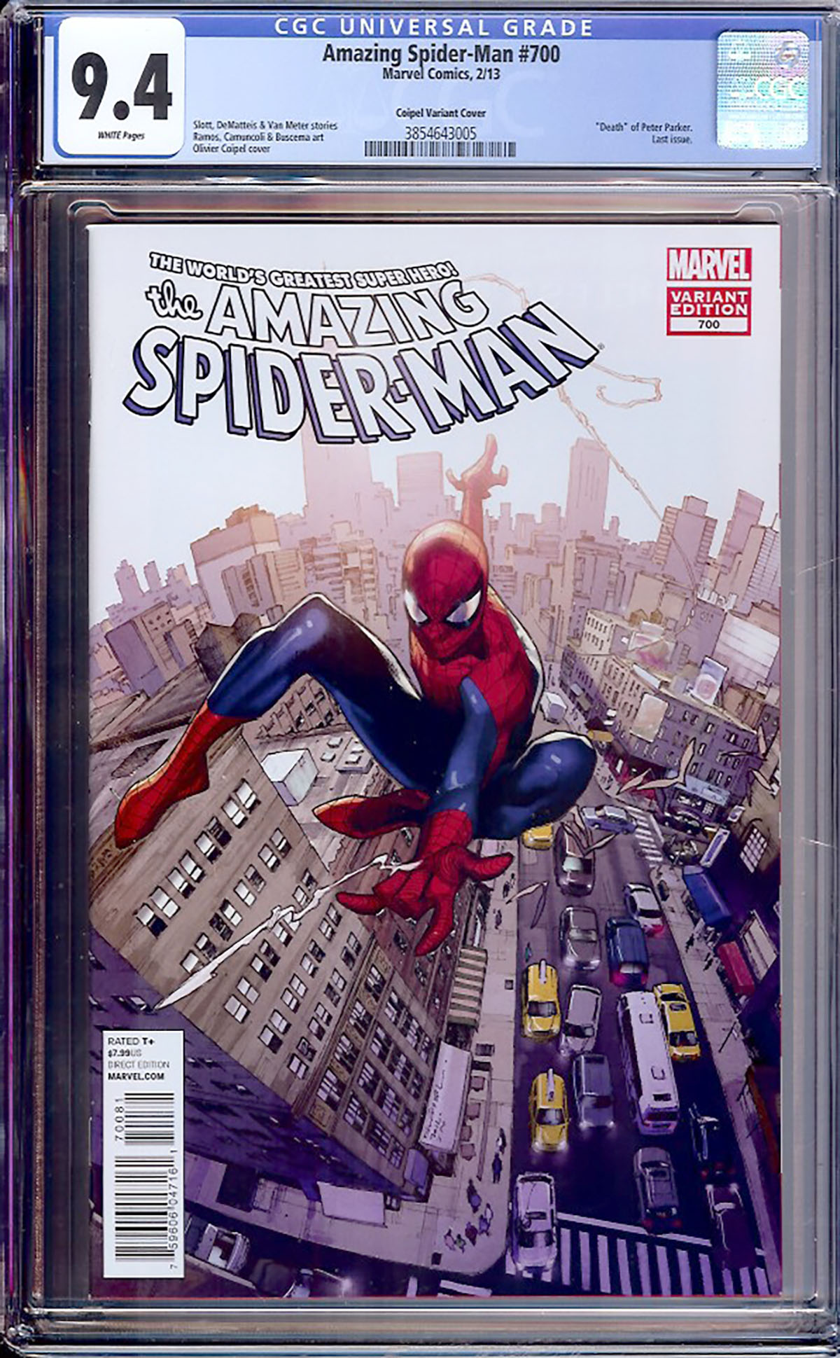 Amazing Spider-Man #700 CGC 9.4 w Coipel Variant Cover