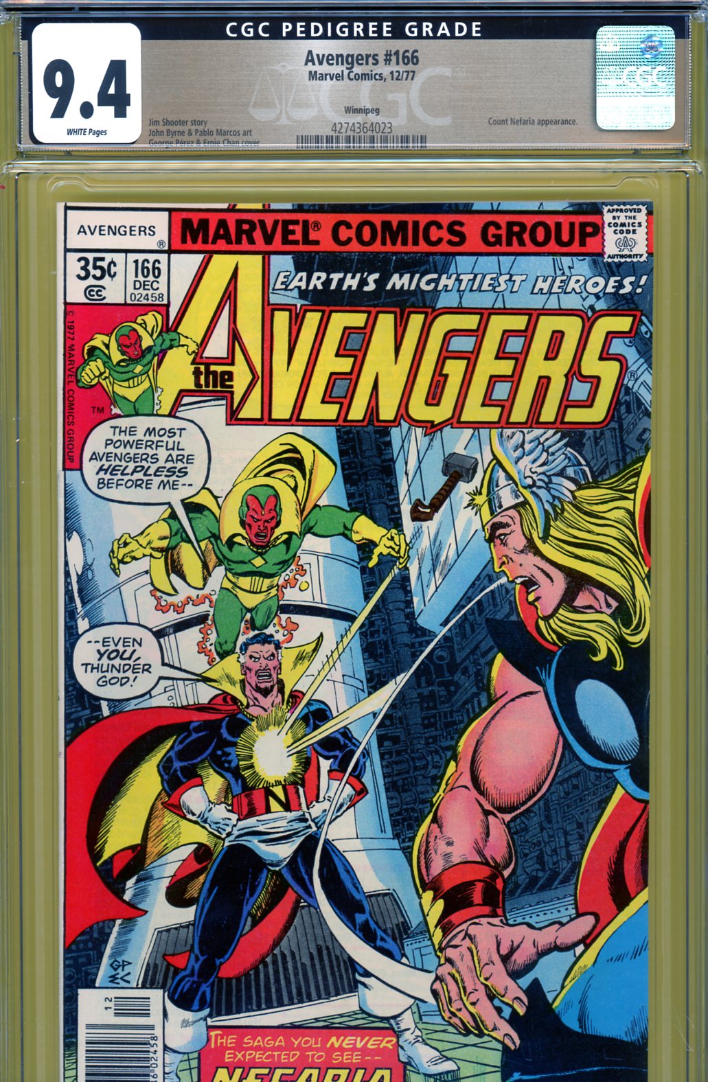 Avengers #166 CGC 9.4 w Winnipeg