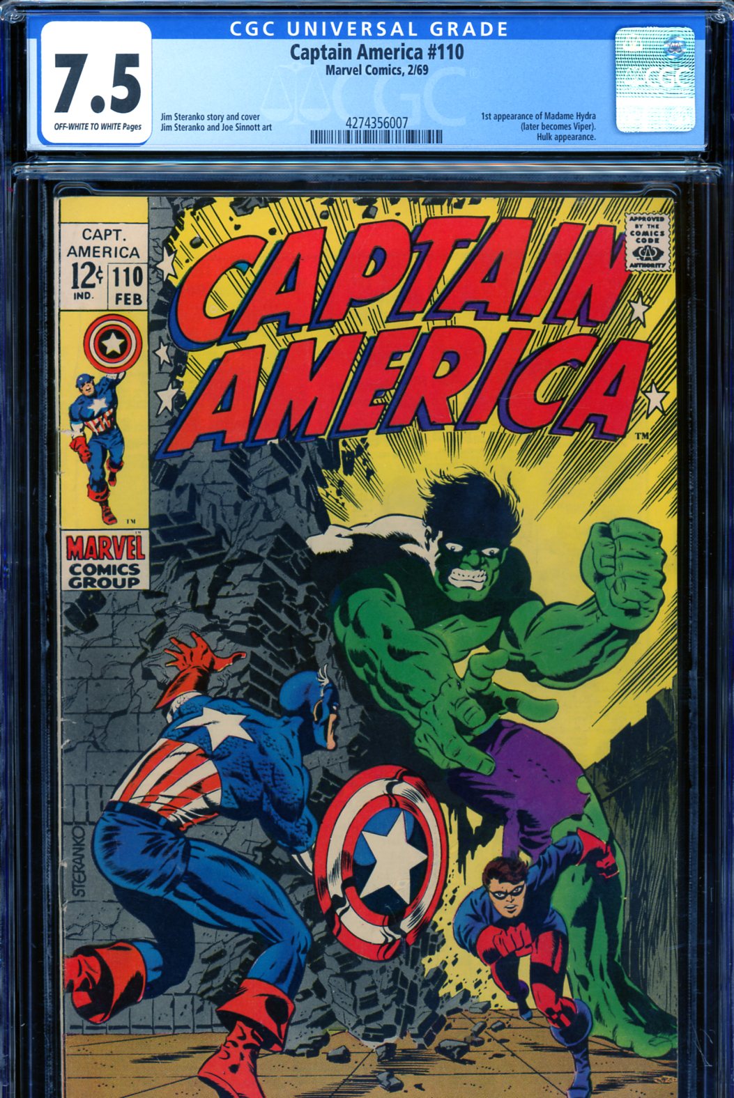 Captain America #110 CGC 7.5 ow/w