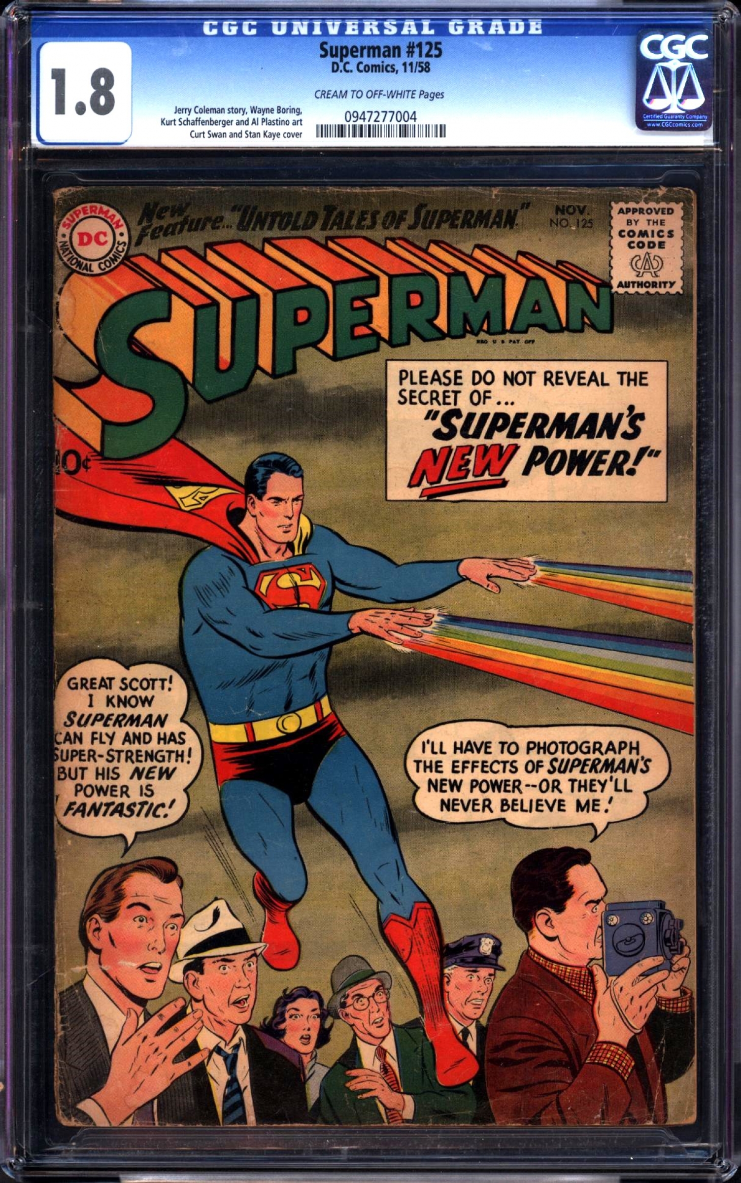 Superman #125 CGC 1.8 cr/ow