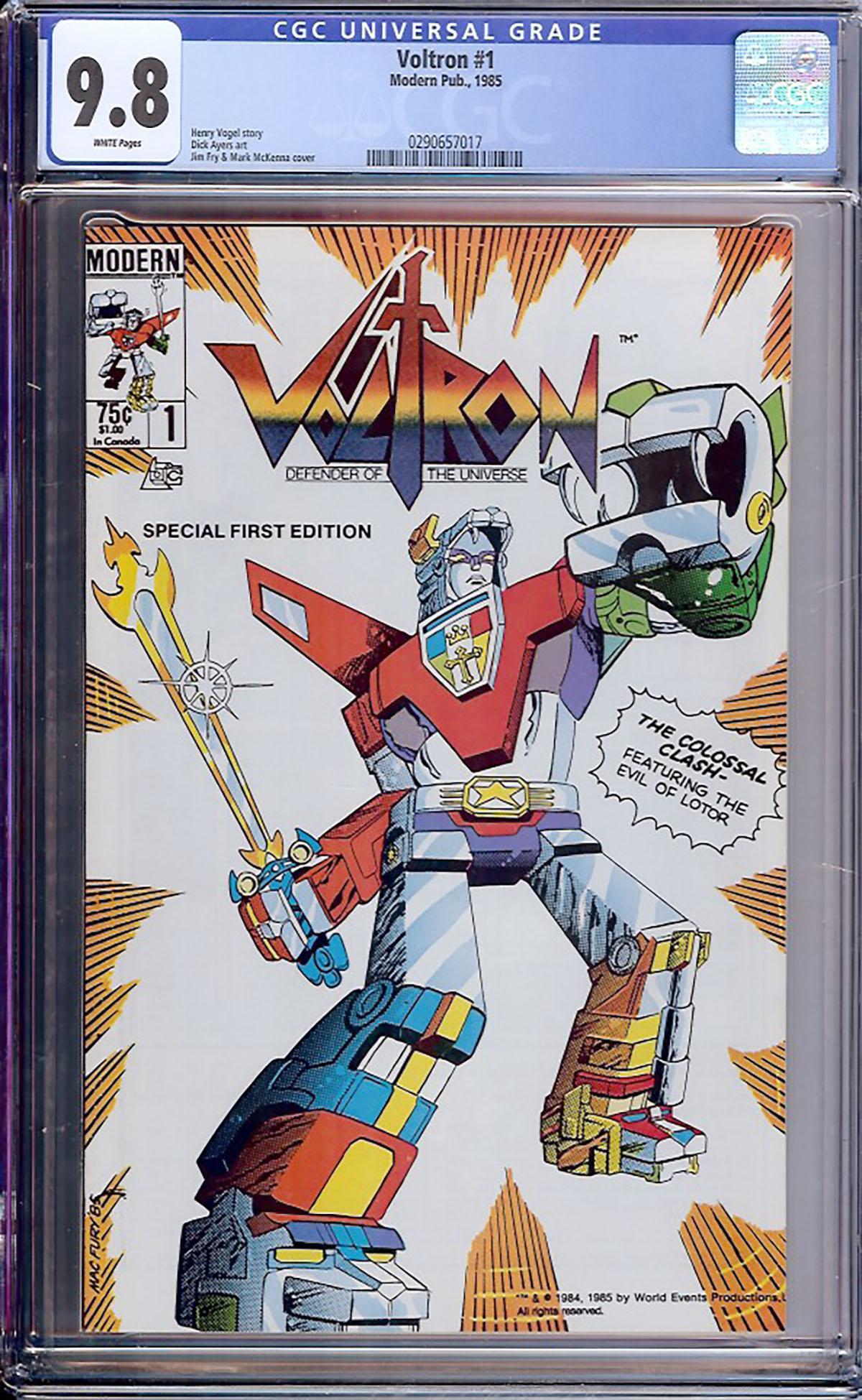 Voltron #1 CGC 9.8 w